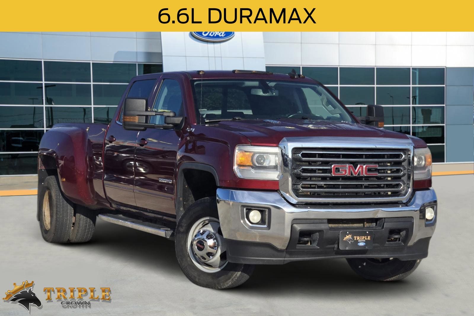 Fire Red 2015 GMC Sierra 3500HD SLE Crew Cab 4WD Pickup Truck Four-Wheel Drive 6-Speed Automatic