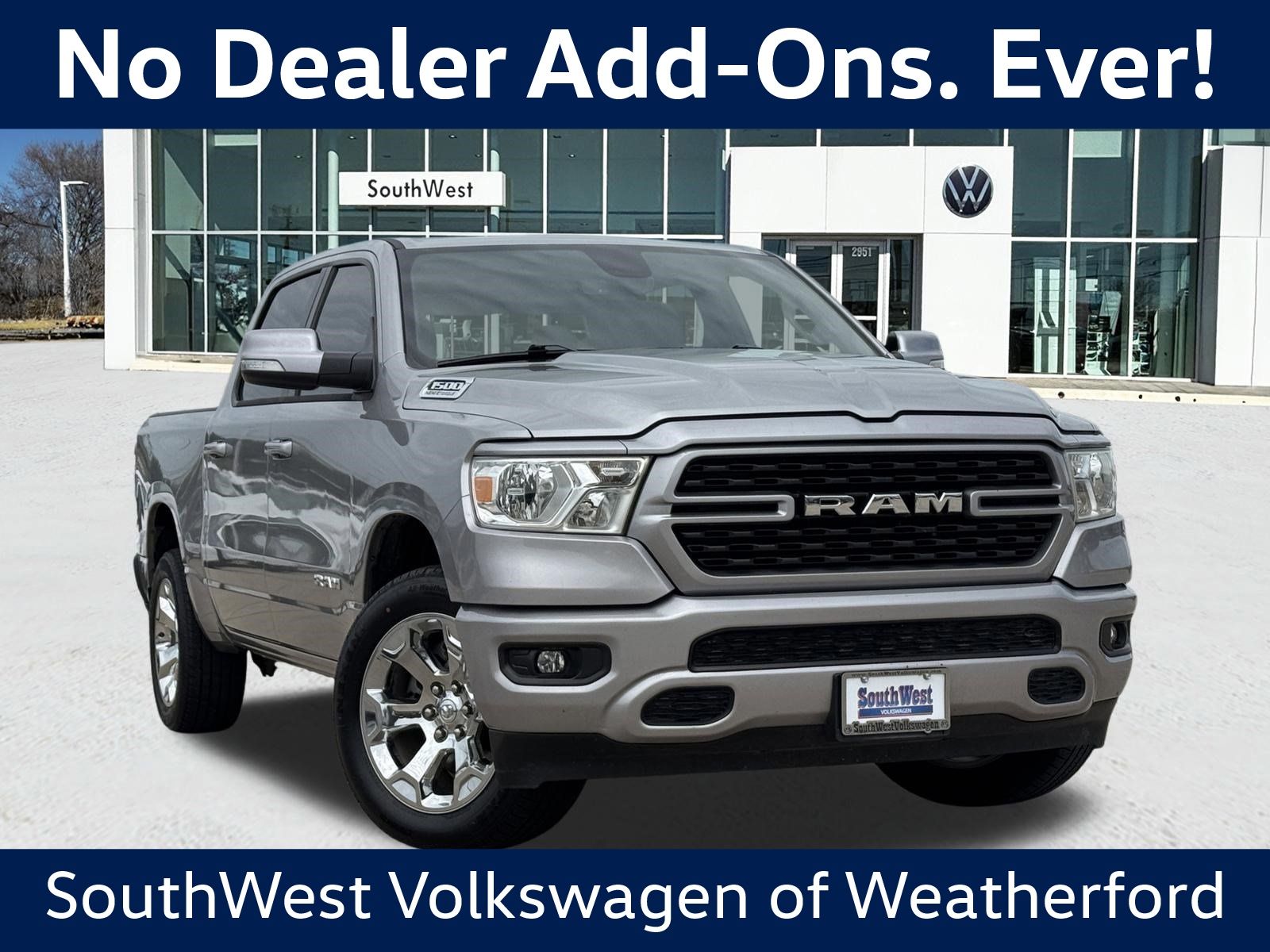 Billet Silver Metallic Clearcoat 2022 RAM 1500 Big Horn Crew Cab 4WD Pickup Truck Four-Wheel Drive 8-Speed Automatic