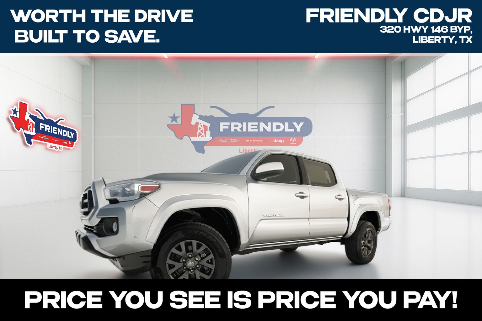 Celestial Silver Metallic 2023 Toyota Tacoma SR5 V6 Double Cab RWD Pickup Truck 4X2 6-Speed Automatic