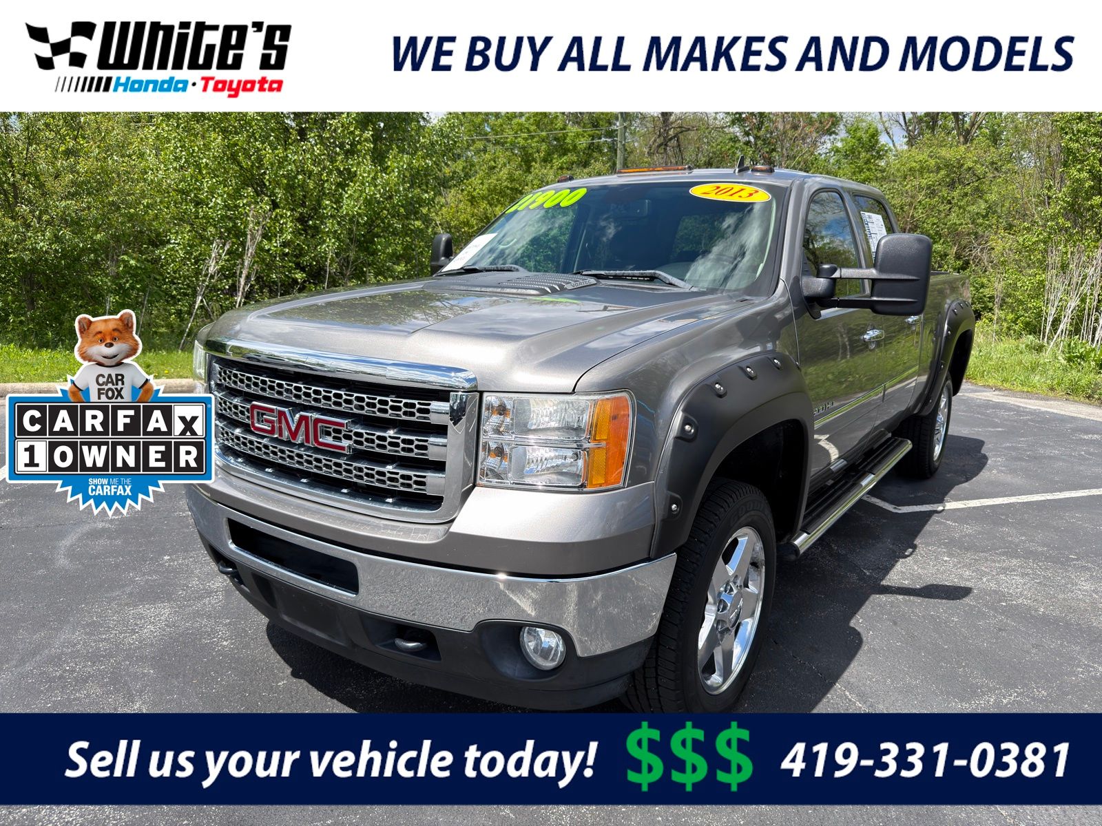 Steel Gray Metallic 2013 GMC Sierra 2500HD SLE Crew Cab SB 4WD Pickup Truck Four-Wheel Drive 6-Speed Automatic Overdrive