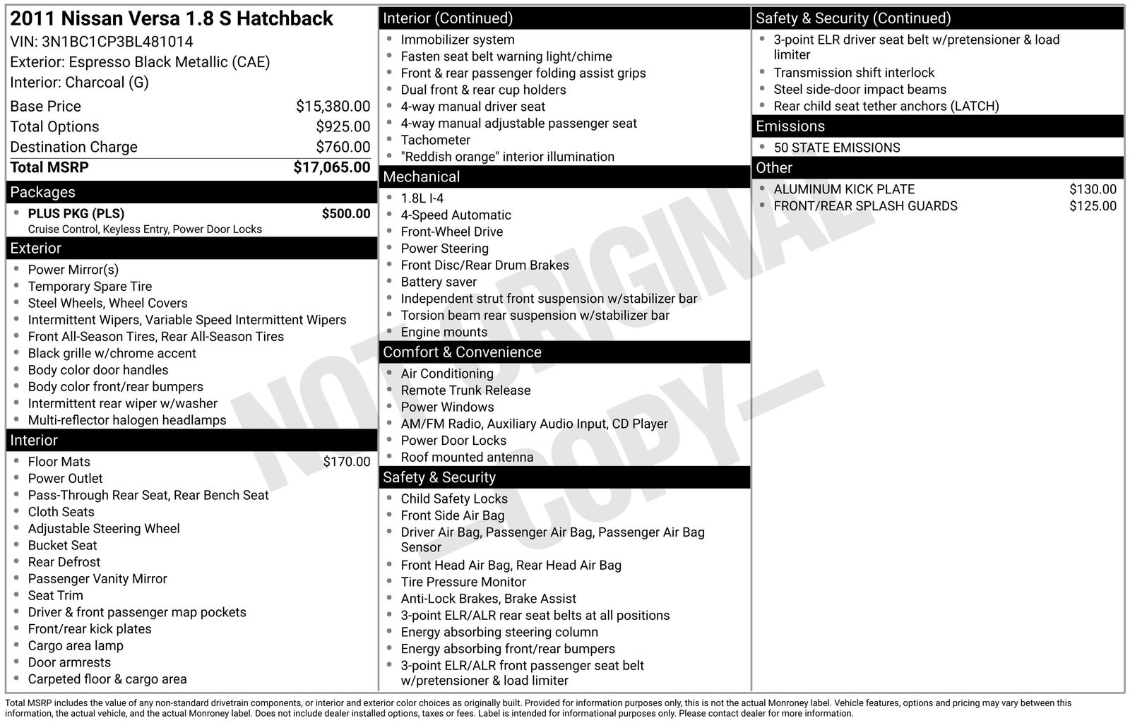 Used Car 2011 Nissan Versa  1.8 S For Sale Under $10,000 In Austin, Texas