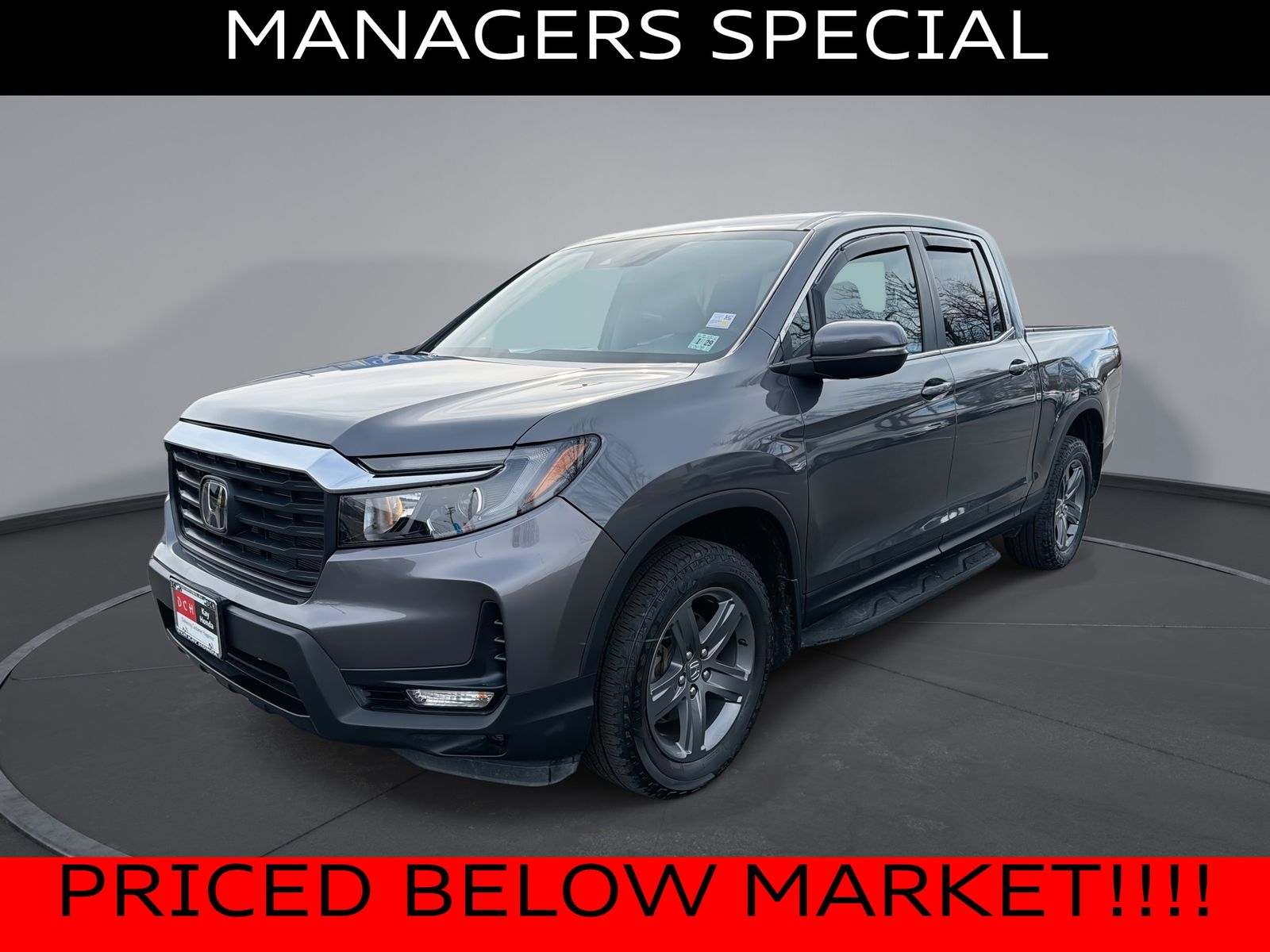 Gray 2023 Honda Ridgeline RTL AWD Pickup Truck All-Wheel Drive 9-Speed Automatic