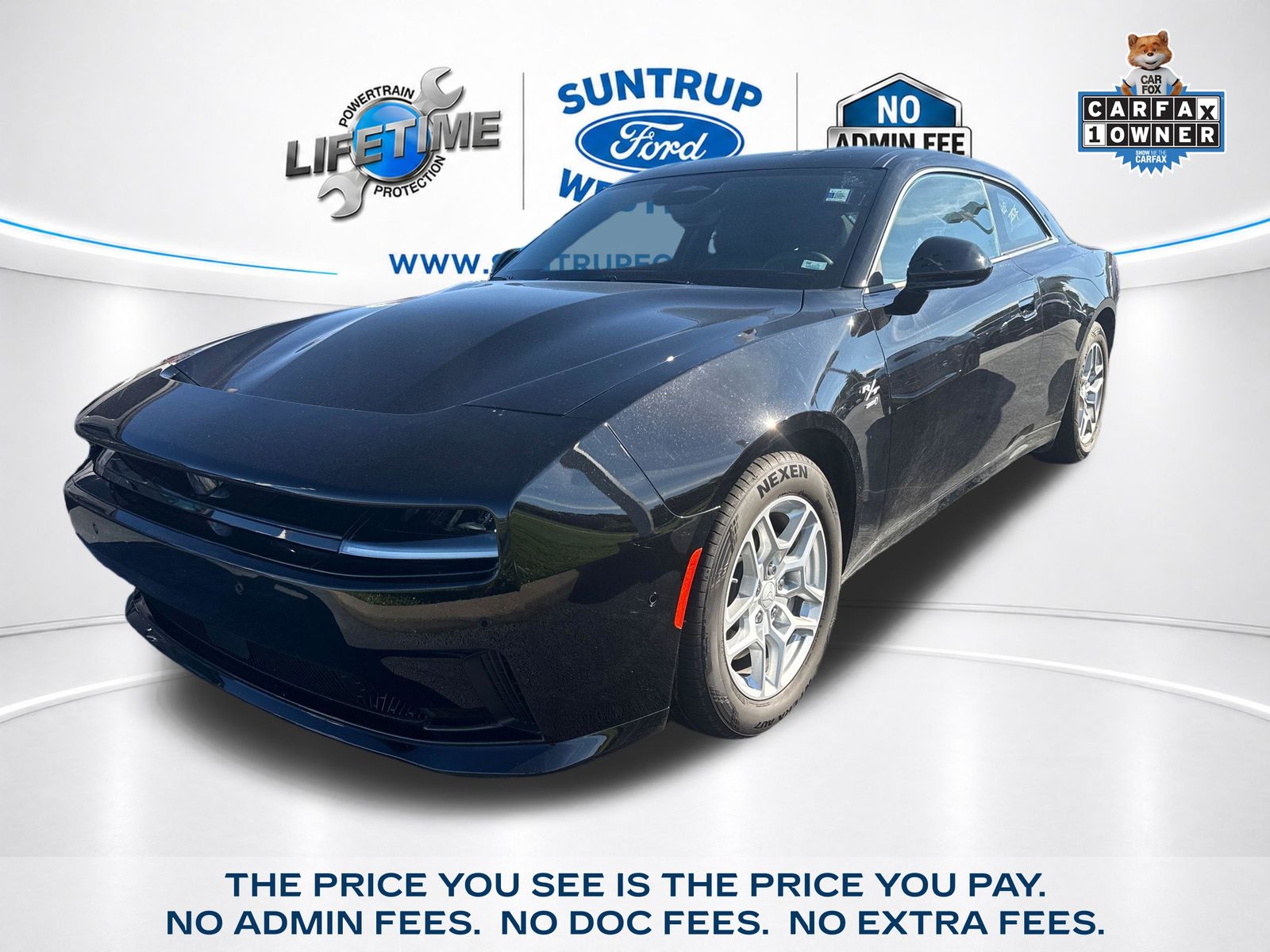 Diamond Black Crystal Pearlcoat 2025 Dodge Charger Daytona R/T AWD Coupe All-Wheel Drive 1-Speed Automatic