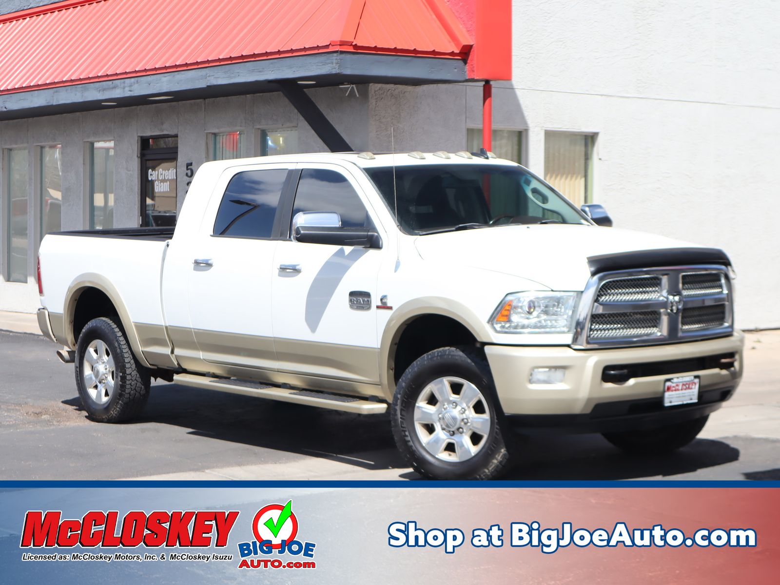 Bright White Clearcoat 2013 RAM 3500 Laramie Longhorn Mega Cab 4WD Pickup Truck Four-Wheel Drive 6-Speed Automatic