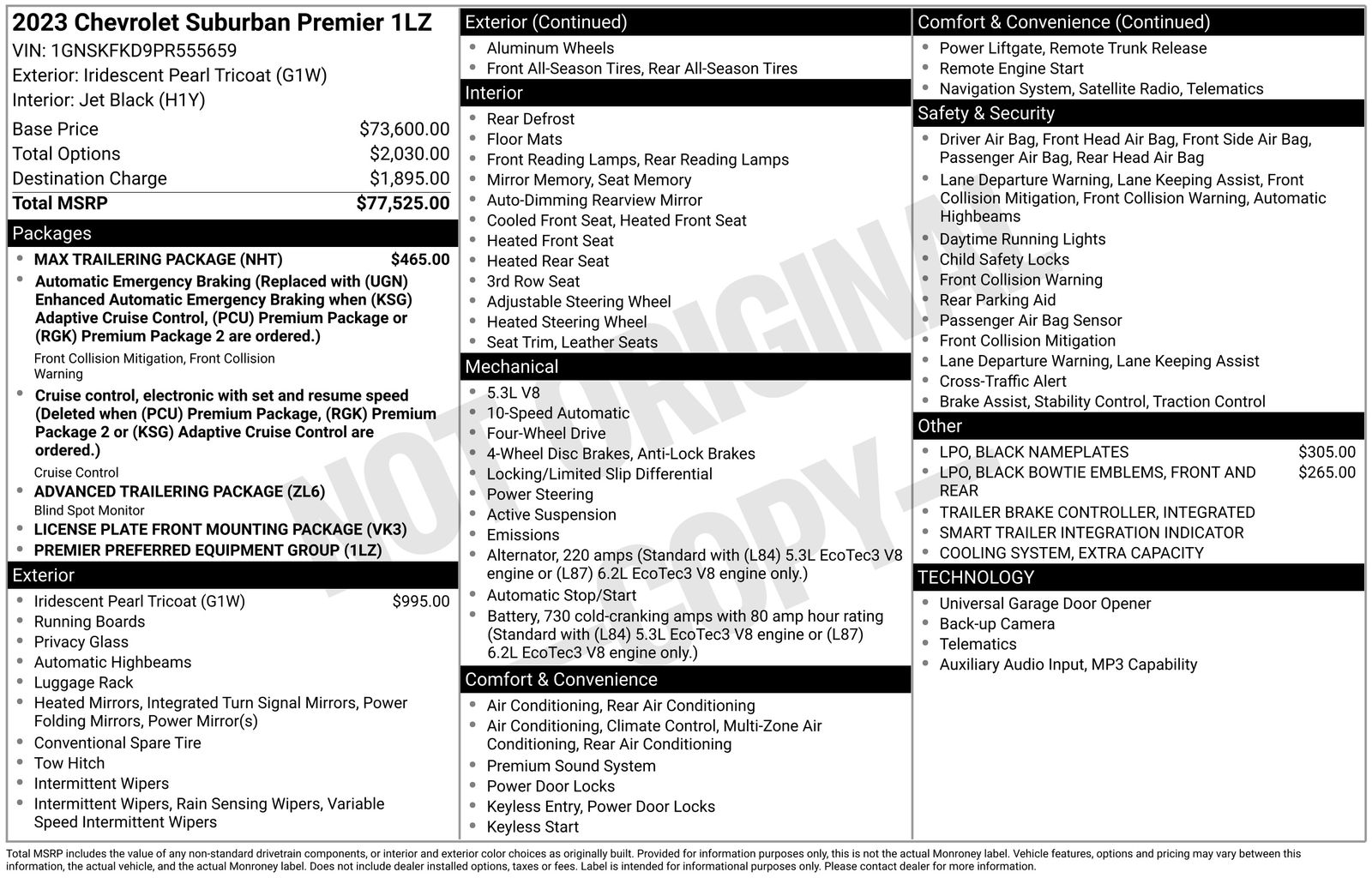 White (Iridescent Pearl Tricoat) 2023 Chevrolet Suburban Premier 4WD SUV / Crossover Four-Wheel Drive
