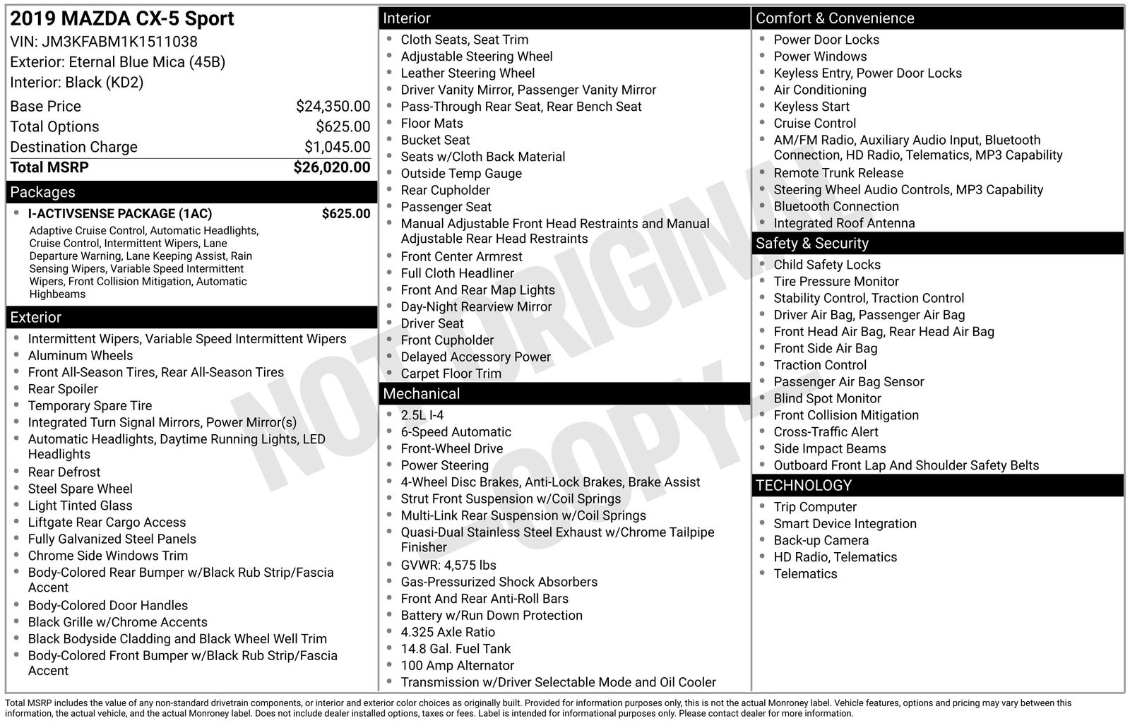 Used Car 2019 Mazda Cx-5  Sport For Sale Under $20,000 In Austin, Texas