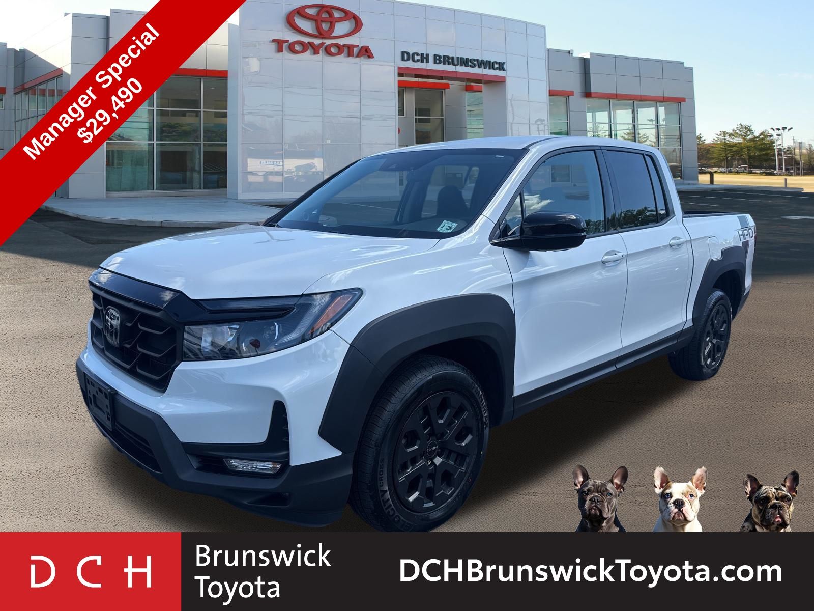 Platinum White Pearl 2023 Honda Ridgeline Pickup Truck All-Wheel Drive 9-Speed Automatic