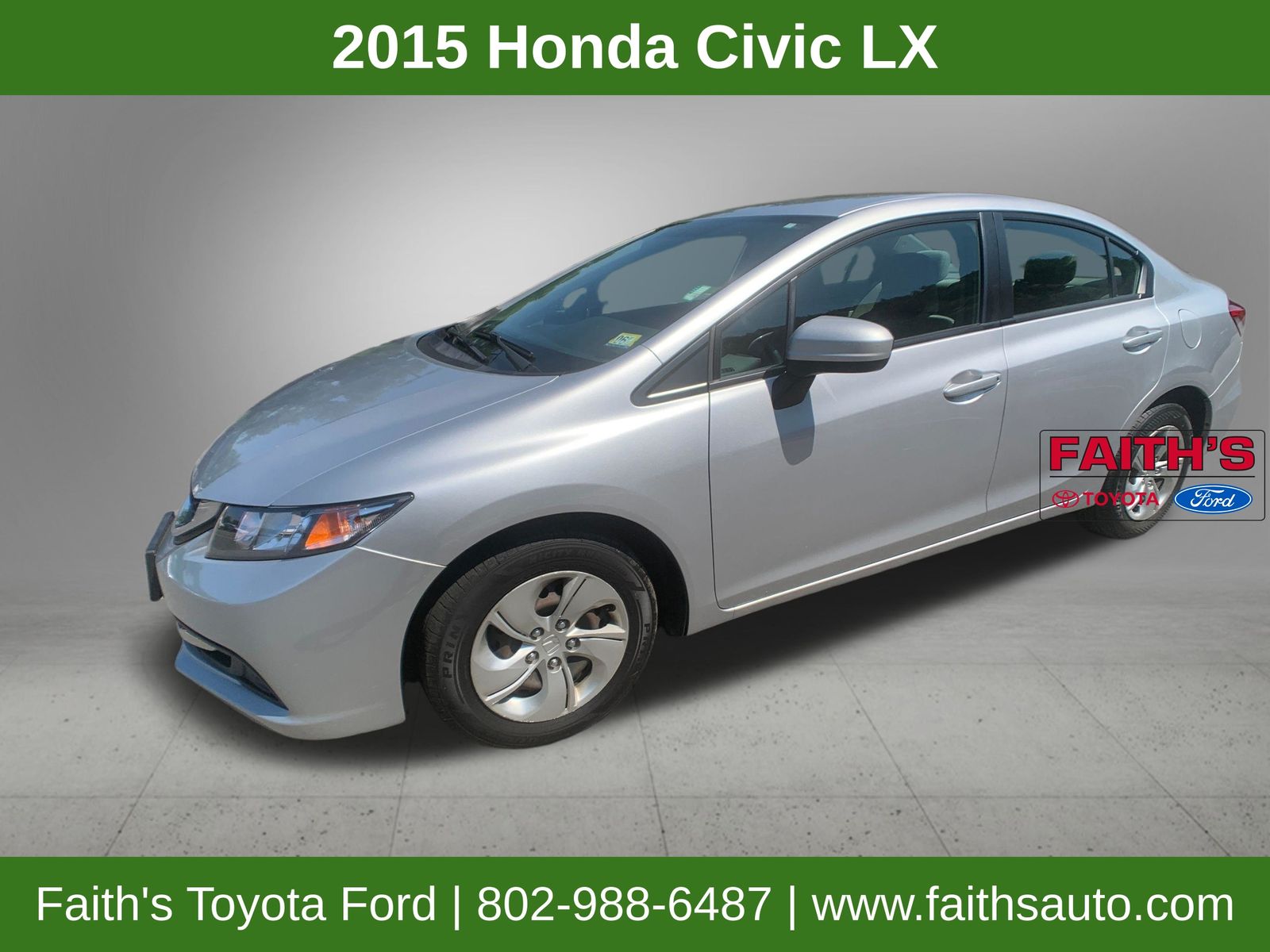 Silver 2015 Honda Civic Sedan Front-Wheel Drive Continuously Variable Transmission