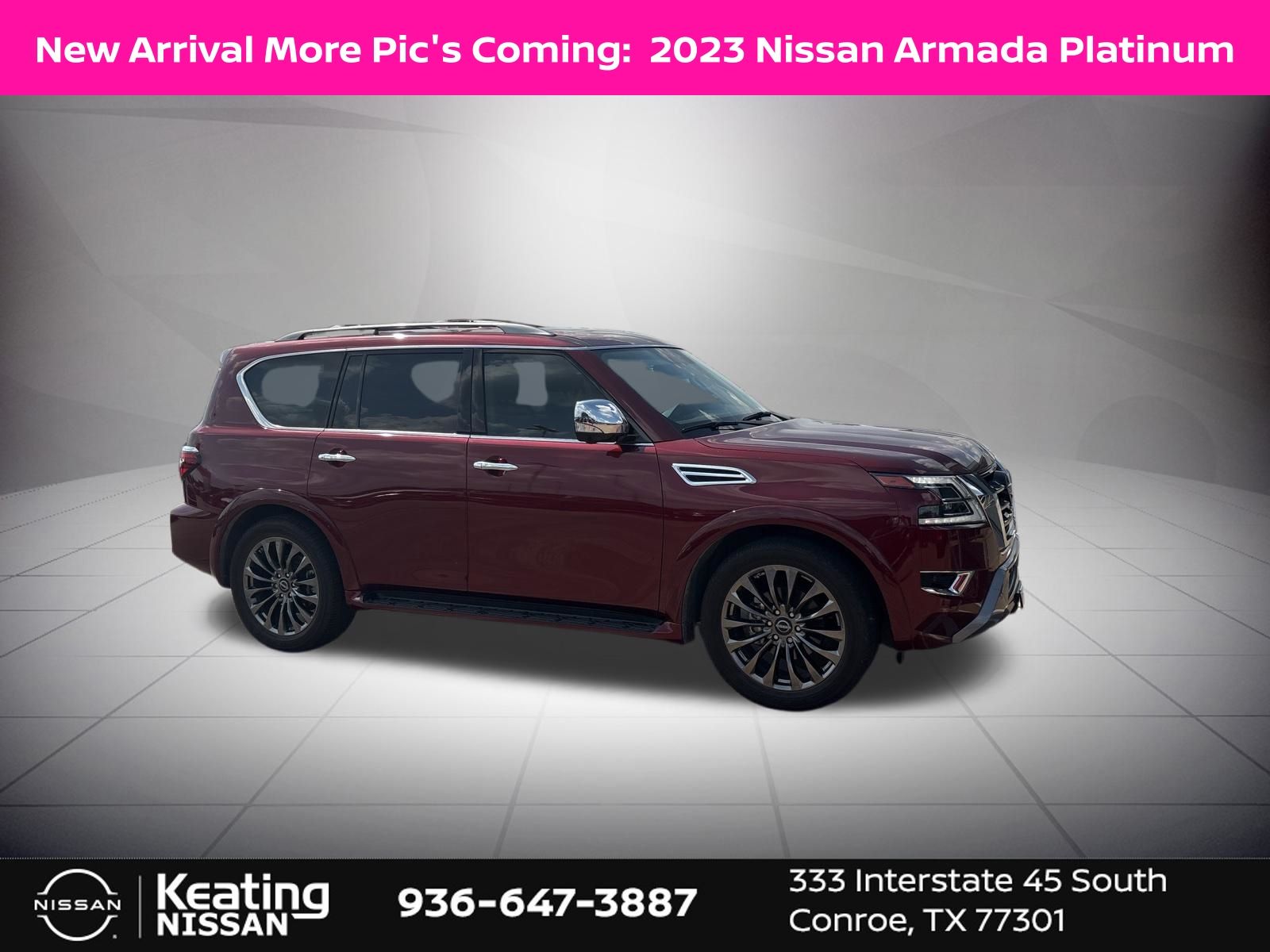 Coulis Red Pearl 2023 Nissan Armada Platinum RWD SUV / Crossover 4X2 7-Speed Automatic