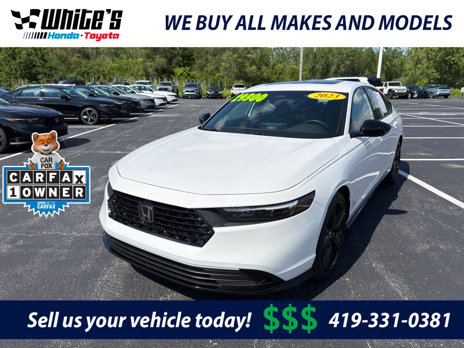Platinum White Pearl 2023 Honda Accord Hybrid Sedan Front-Wheel Drive Continuously Variable Transmission