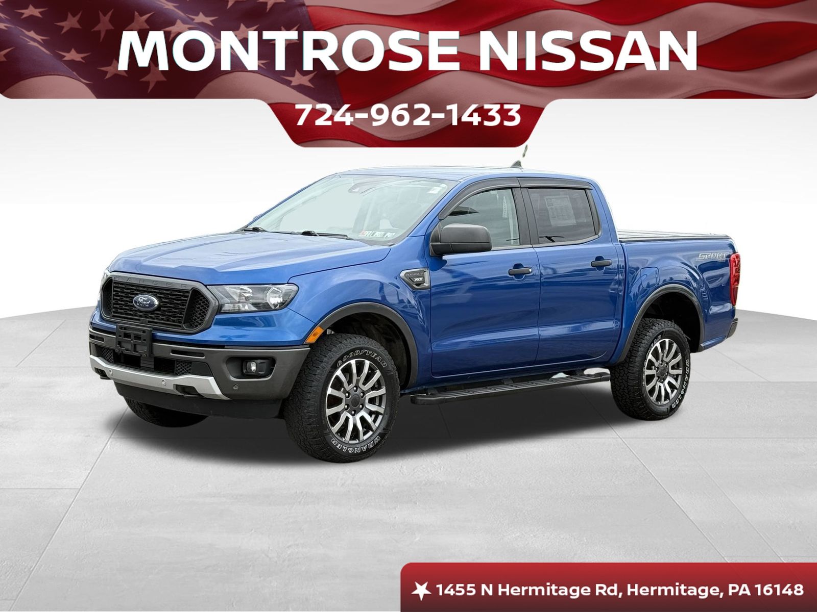 Lightning Blue Metallic 2019 Ford Ranger XLT SuperCrew 4WD Pickup Truck Four-Wheel Drive Automatic