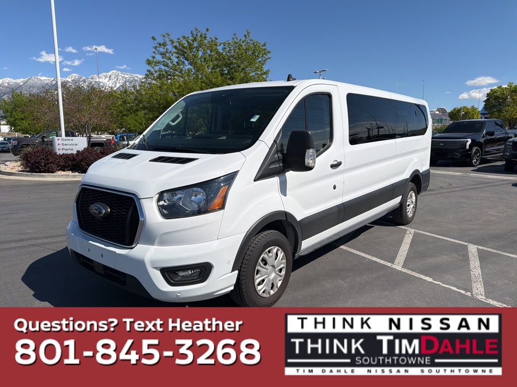 Oxford White 2023 Ford Transit Passenger 350 XLT Low Roof LB RWD Van Rear-Wheel Drive