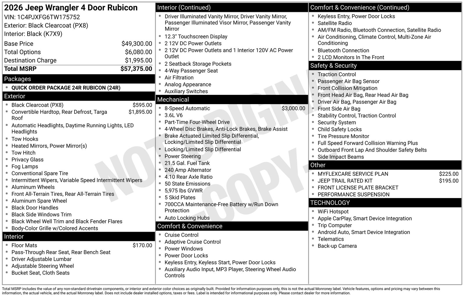 New 2026 Black Clear-Coat Exterior Paint Jeep Rubicon image 4