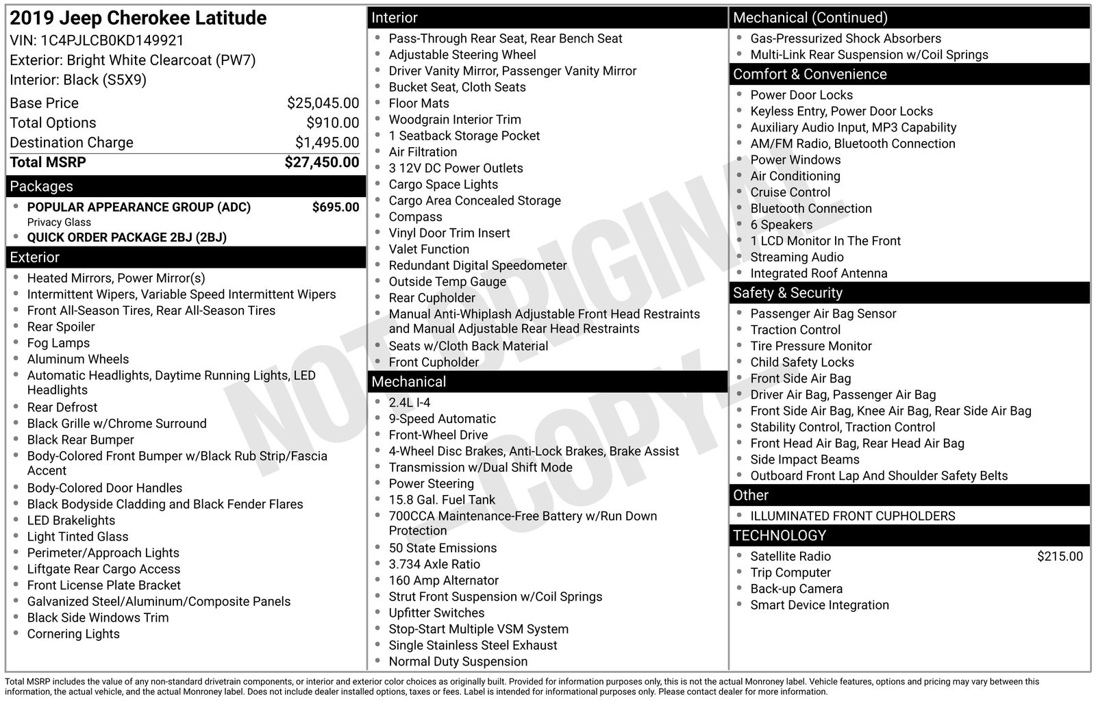 Used Car 2019 Jeep Cherokee  Latitude For Sale Under $12,000 In Austin, Texas