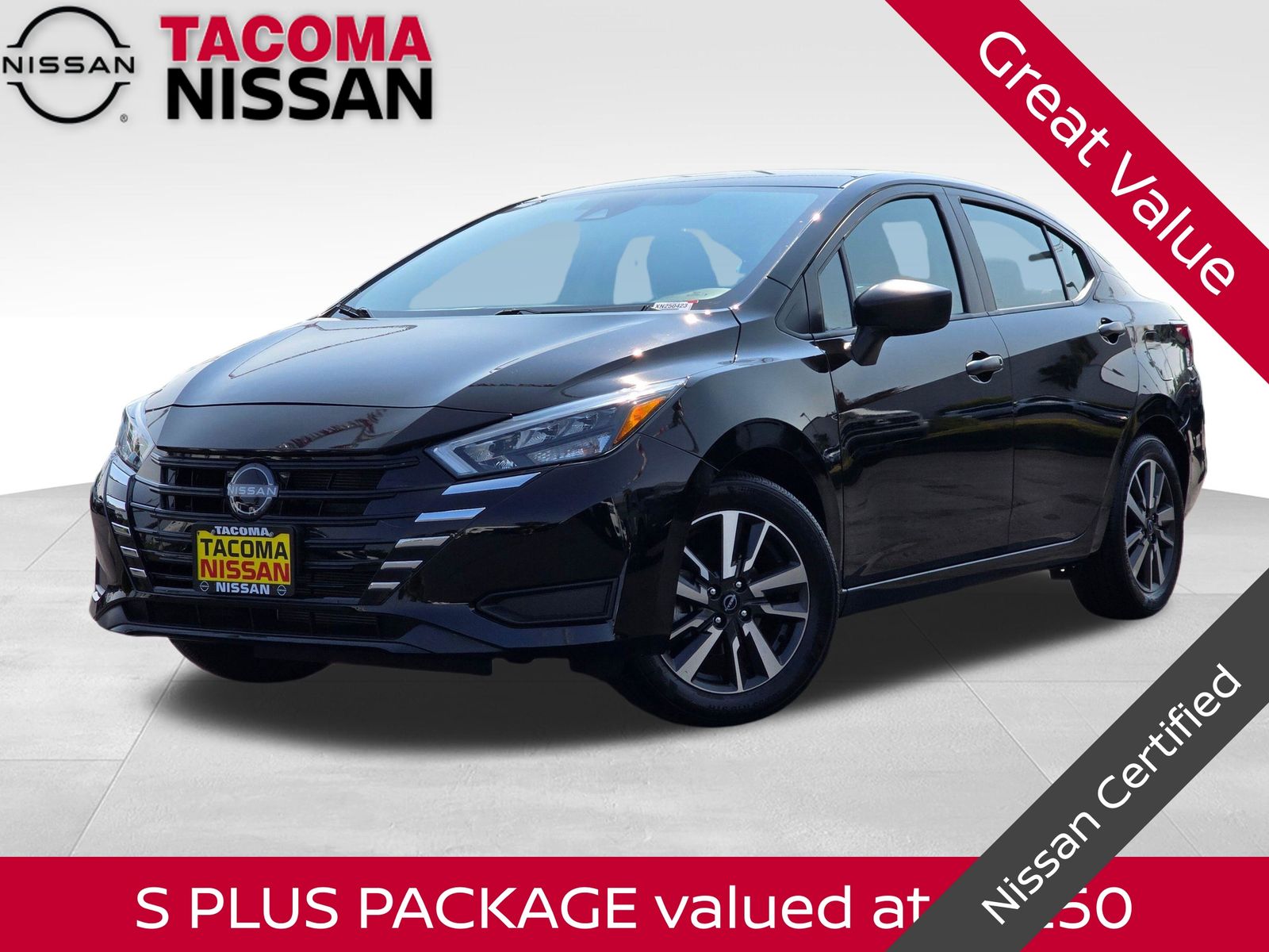 Super Black Metallic 2025 Nissan Versa Sedan Front-Wheel Drive Continuously Variable Transmission