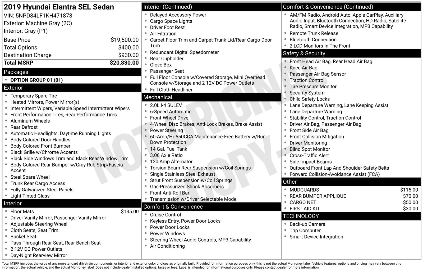 Used Car 2019 Hyundai Elantra  Sel For Sale Under $15,000 In Austin, Texas