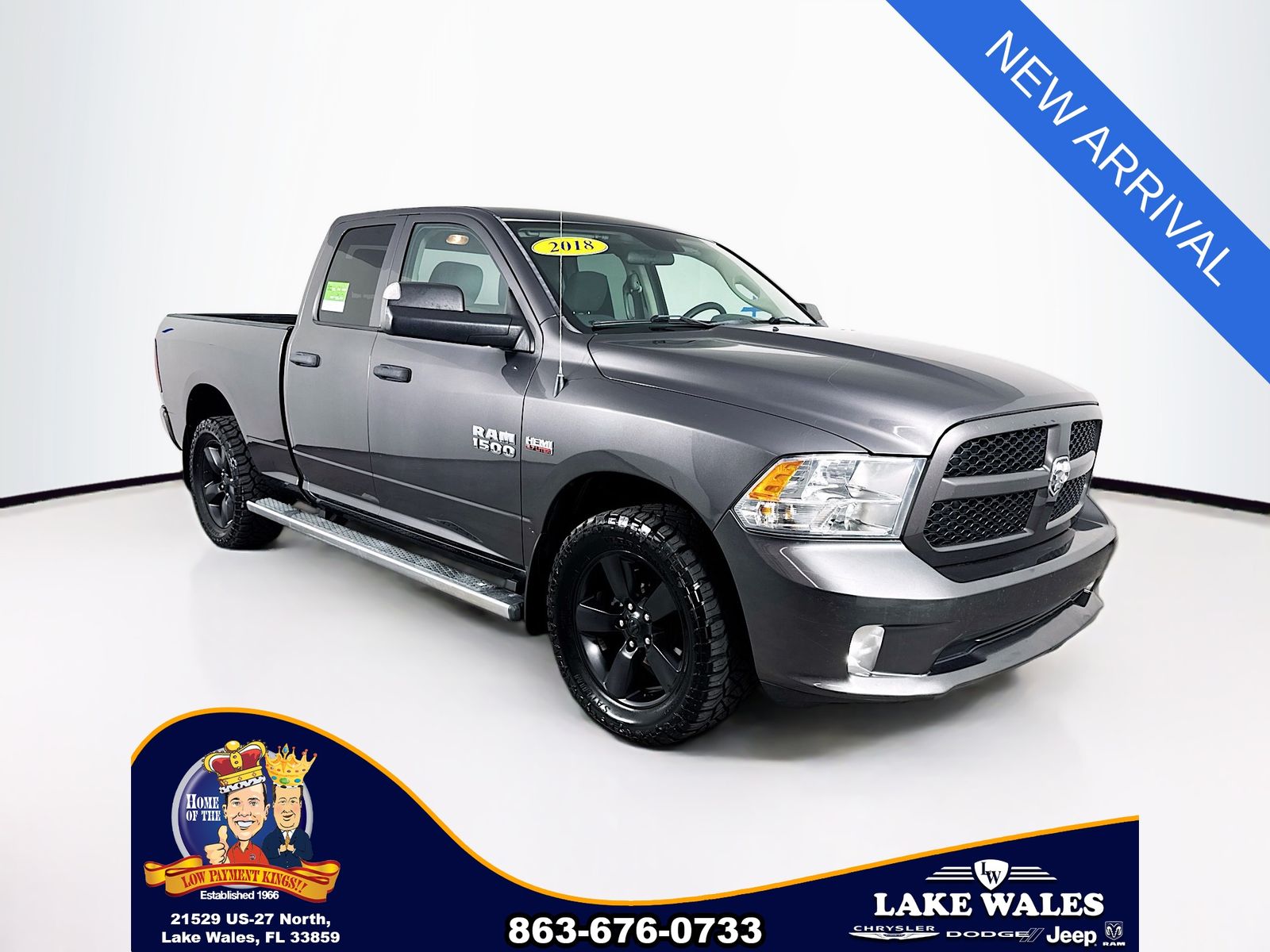 Crystal Metallic 2018 RAM 1500 Pickup Truck Four-Wheel Drive 8-Speed Automatic