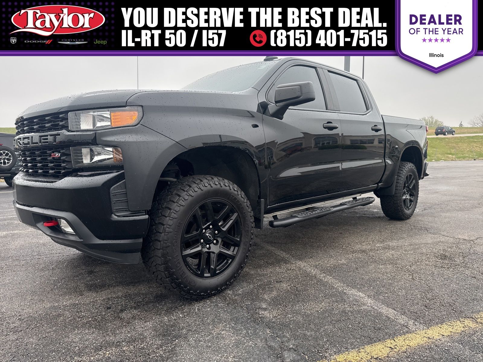 Black 2022 Chevrolet Silverado 1500 Custom Trail Boss Crew Cab 4WD Pickup Truck Four-Wheel Drive 8-Speed Automatic