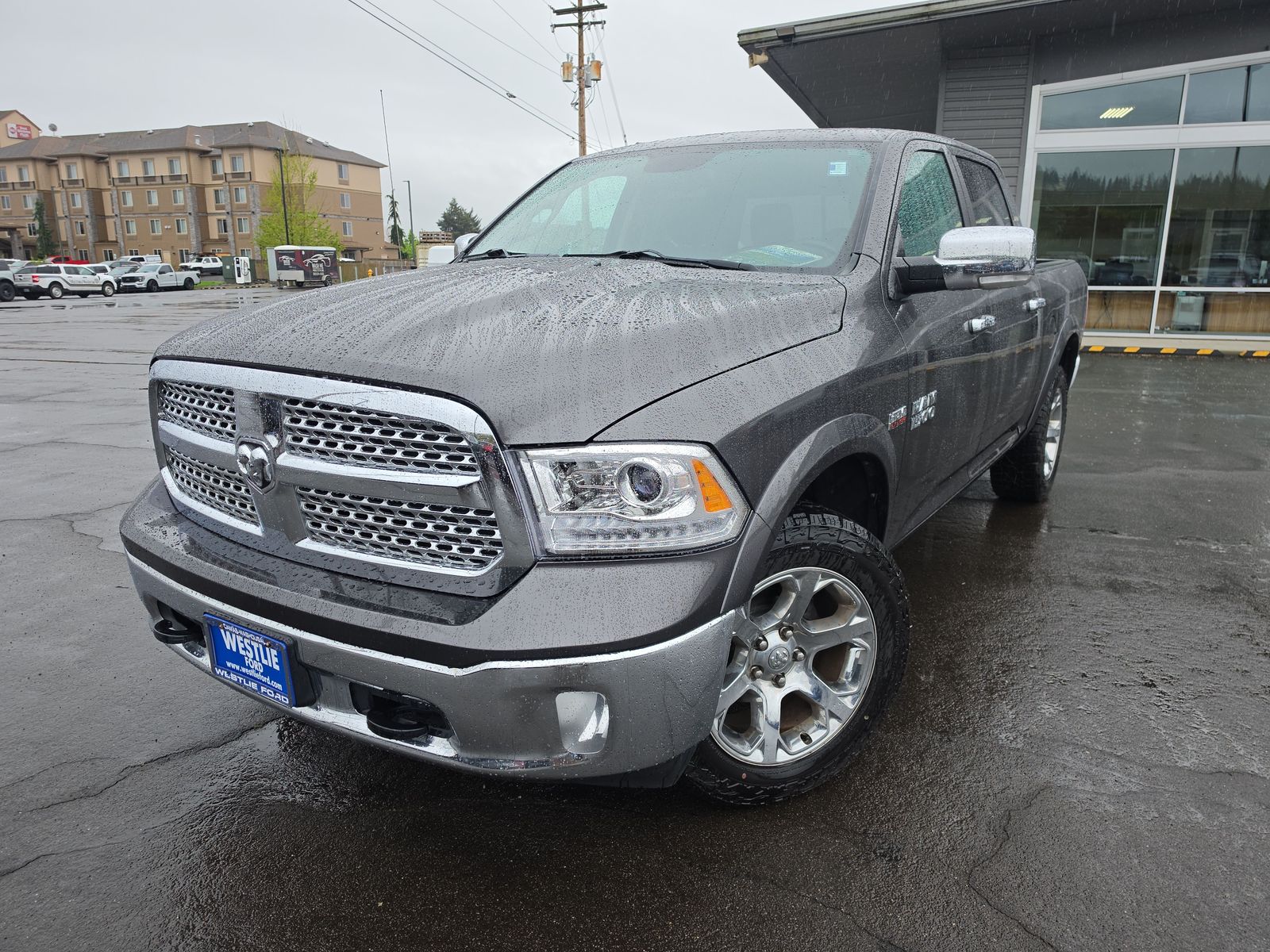 Gray (Granite Crystal Metallic Clearcoat) 2015 RAM 1500 Laramie Crew Cab 4WD Pickup Truck Four-Wheel Drive 8-Speed Automatic