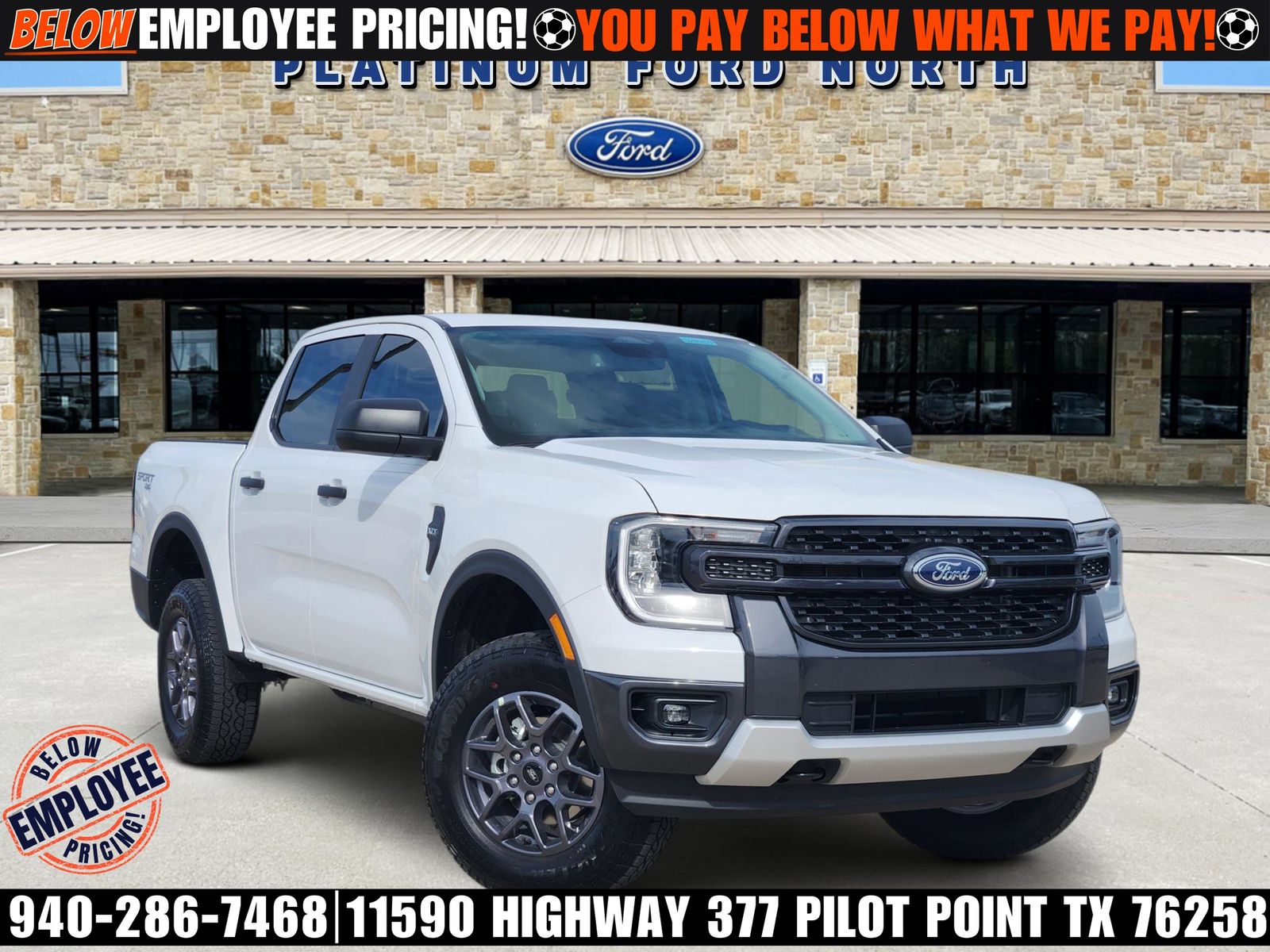 Oxford White 2026 Ford Ranger XLT SuperCrew 4WD Pickup Truck Four-Wheel Drive Automatic
