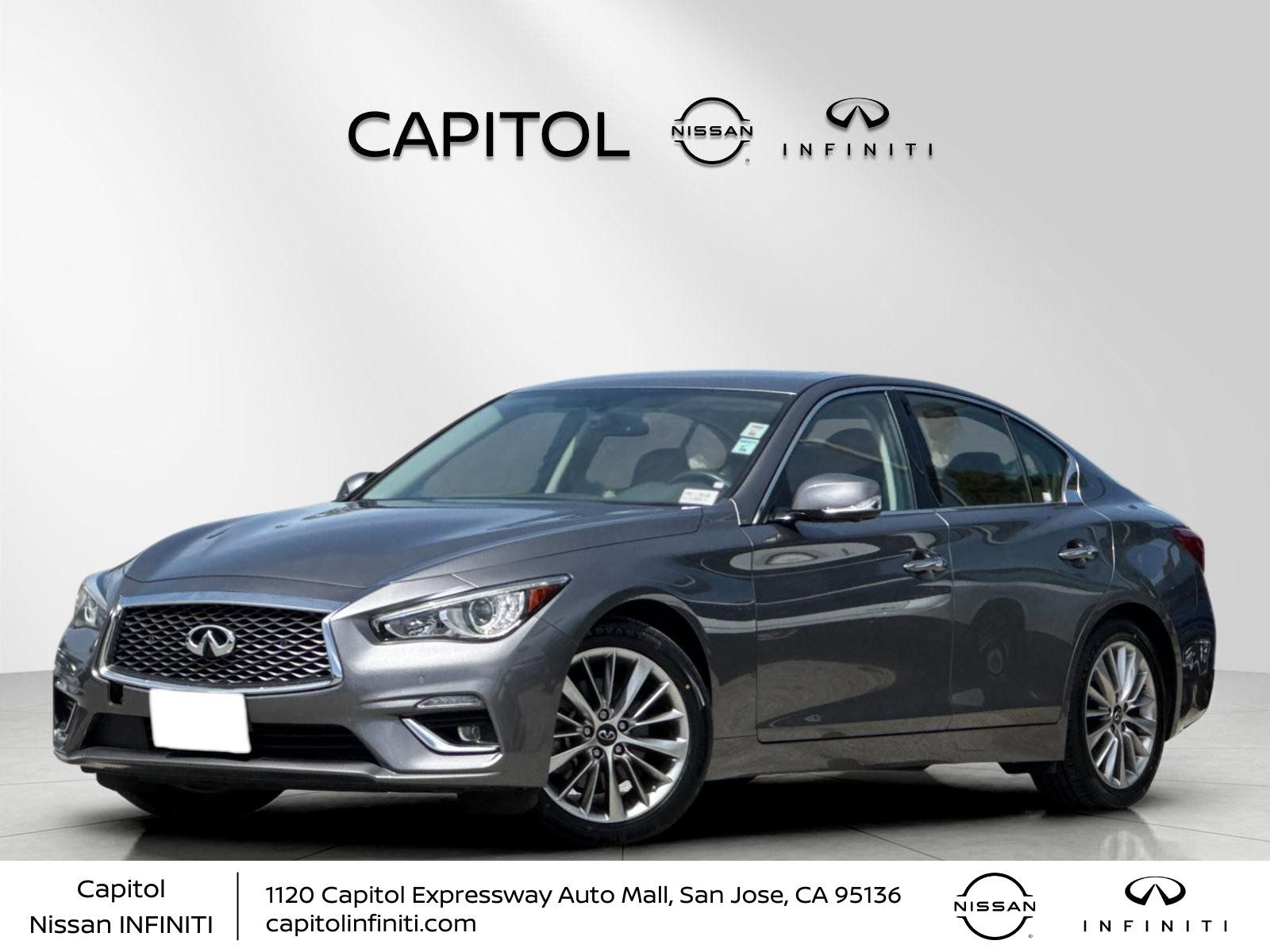 Gray (Graphite Shadow) 2023 INFINITI Q50 Luxe RWD Sedan Rear-Wheel Drive 7-Speed Automatic Overdrive
