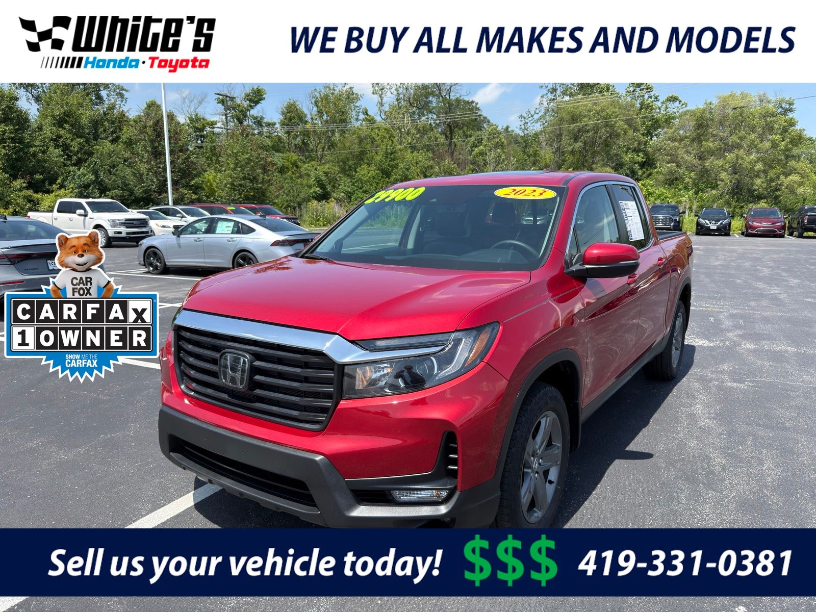 Radiant Red 2023 Honda Ridgeline Pickup Truck All-Wheel Drive 9-Speed Automatic