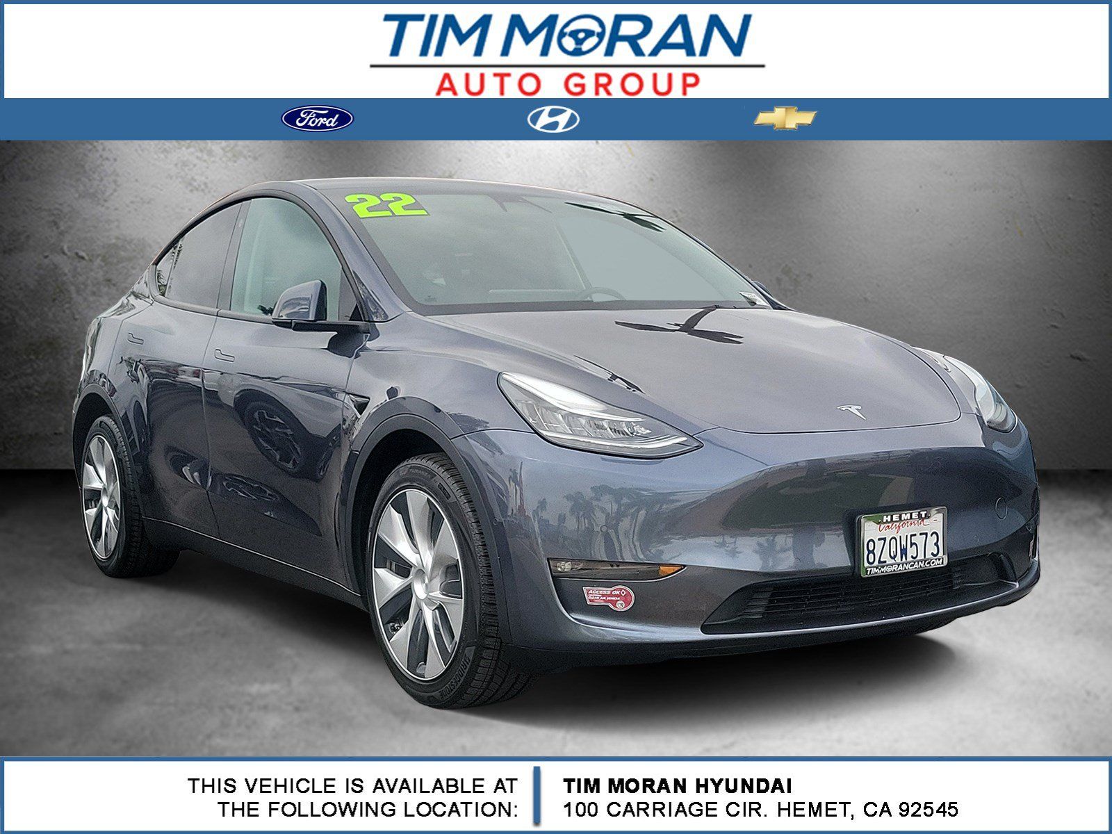 Gray 2022 Tesla Model Y SUV / Crossover All-Wheel Drive 1-Speed Automatic