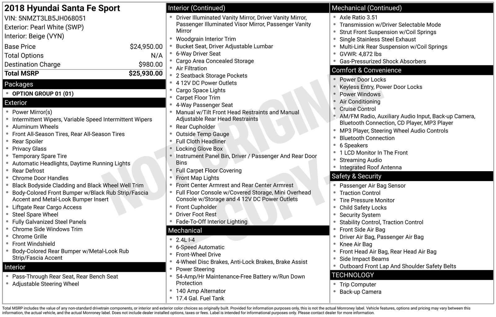 Used Car 2018 Hyundai Santa Fe Sport  2.4l 4dr Suv For Sale Under $10,000 In Austin, Texas