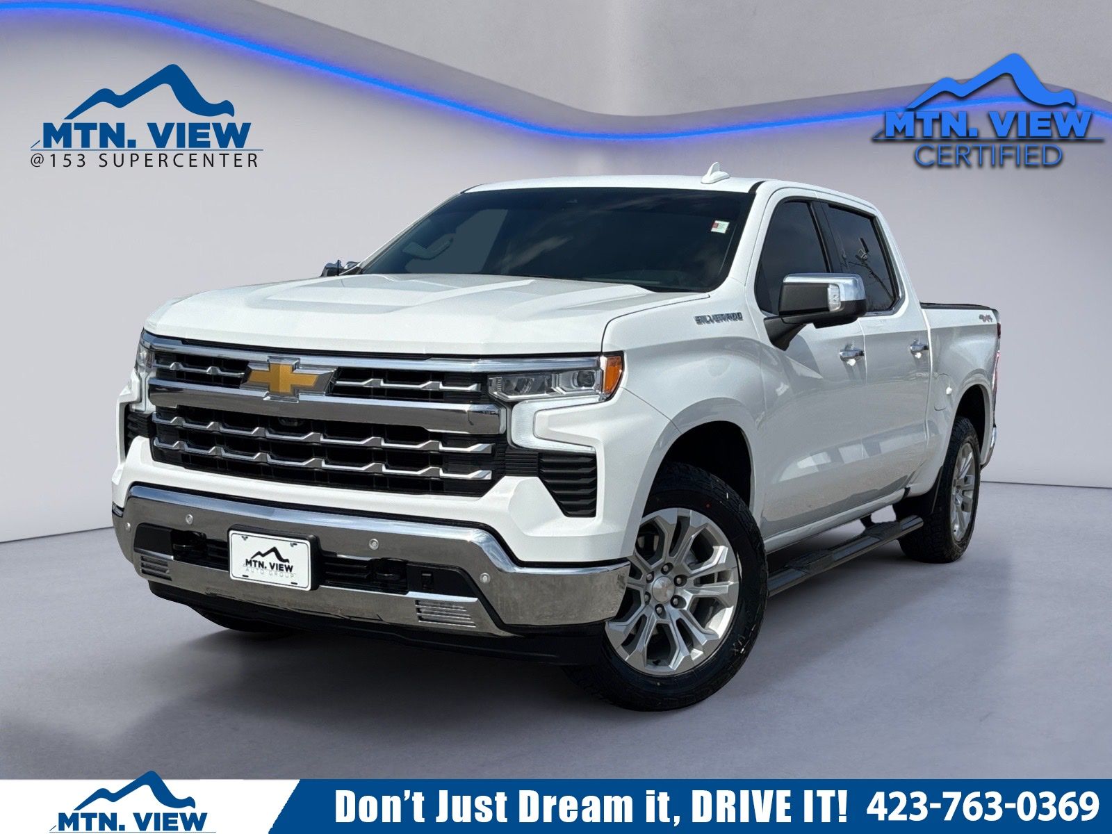 Summit White 2025 Chevrolet Silverado 1500 LTZ Crew Cab 4WD Pickup Truck Four-Wheel Drive Automatic