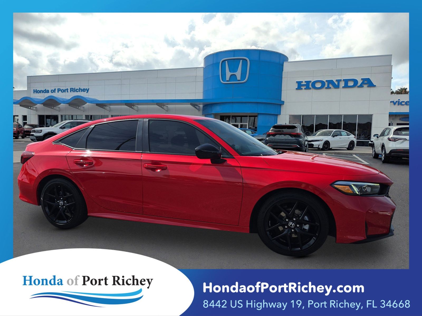 Rallye Red 2025 Honda Civic Sport FWD Sedan Front-Wheel Drive Continuously Variable Transmission