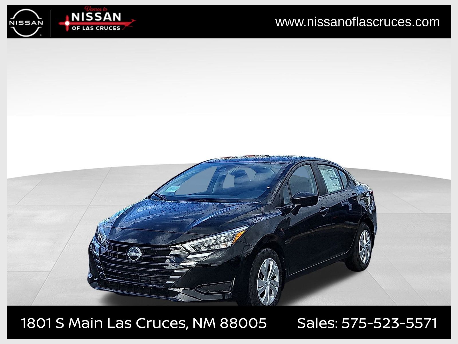 Super Black Metallic 2025 Nissan Versa S FWD Sedan Front-Wheel Drive Continuously Variable Transmission