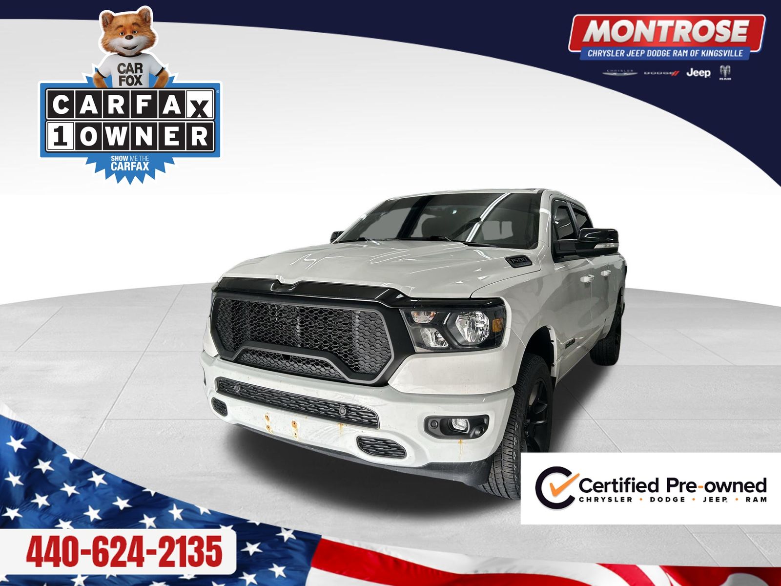 Bright White Clearcoat 2021 RAM 1500 Big Horn Crew Cab 4WD Pickup Truck Four-Wheel Drive 8-Speed Automatic