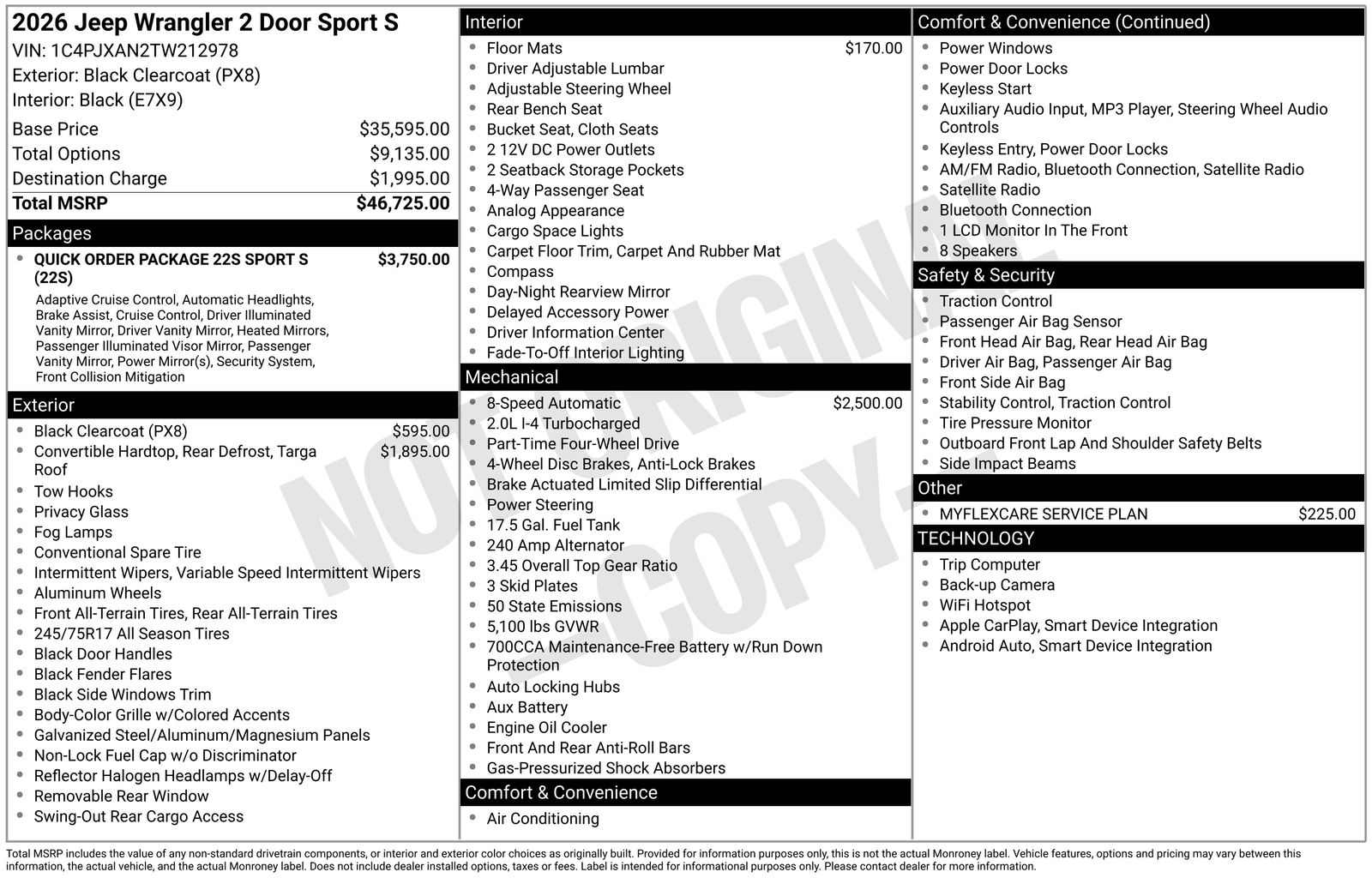 New 2026 Black Clear-Coat Exterior Paint Jeep Sport S image 4