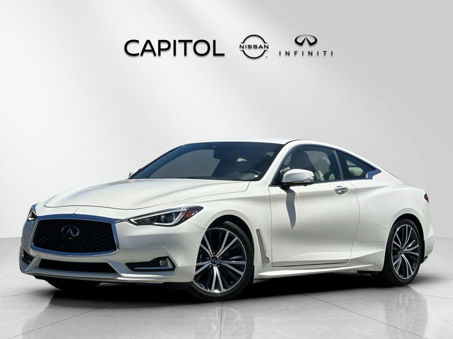 Majestic White 2022 INFINITI Q60 Coupe Rear-Wheel Drive 7-Speed Automatic