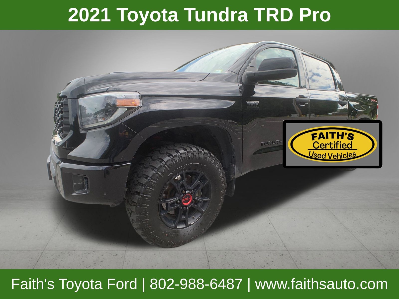 Midnight Black Metallic 2021 Toyota Tundra Pickup Truck Four-Wheel Drive 6-Speed Automatic