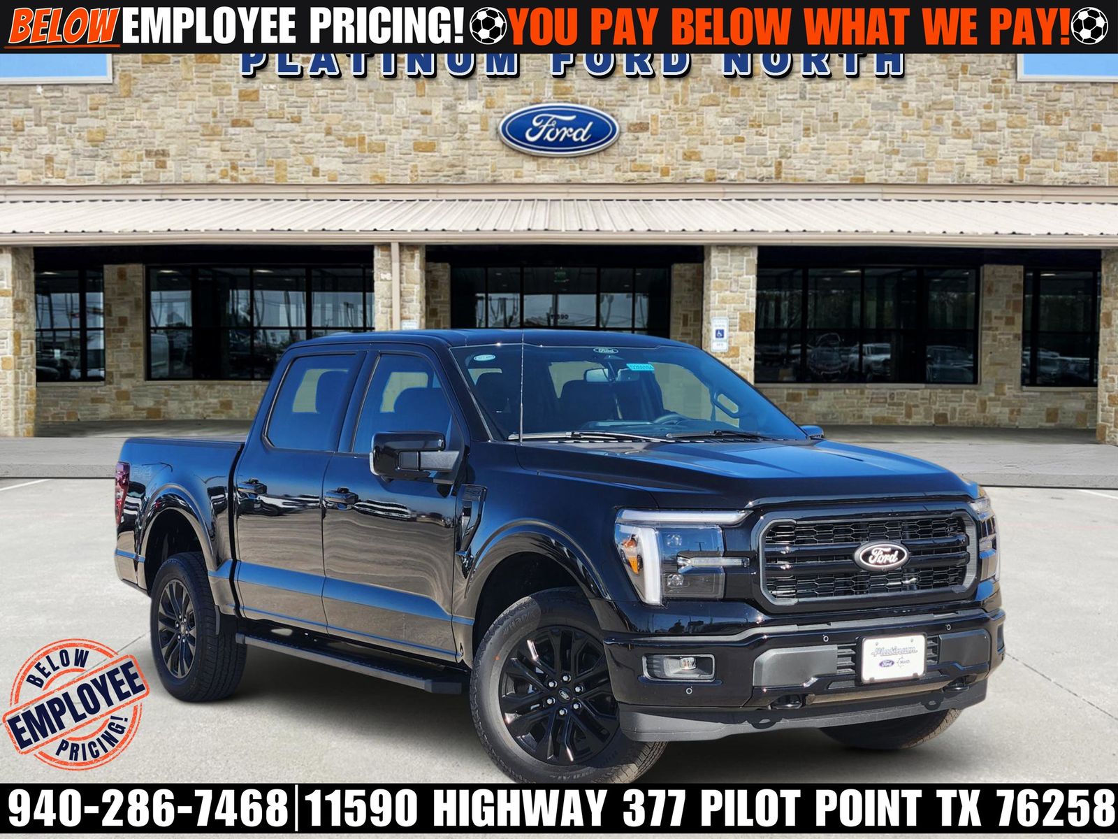 Black Metallic 2026 Ford F-150 Lariat SuperCrew 4WD Pickup Truck Four-Wheel Drive Automatic