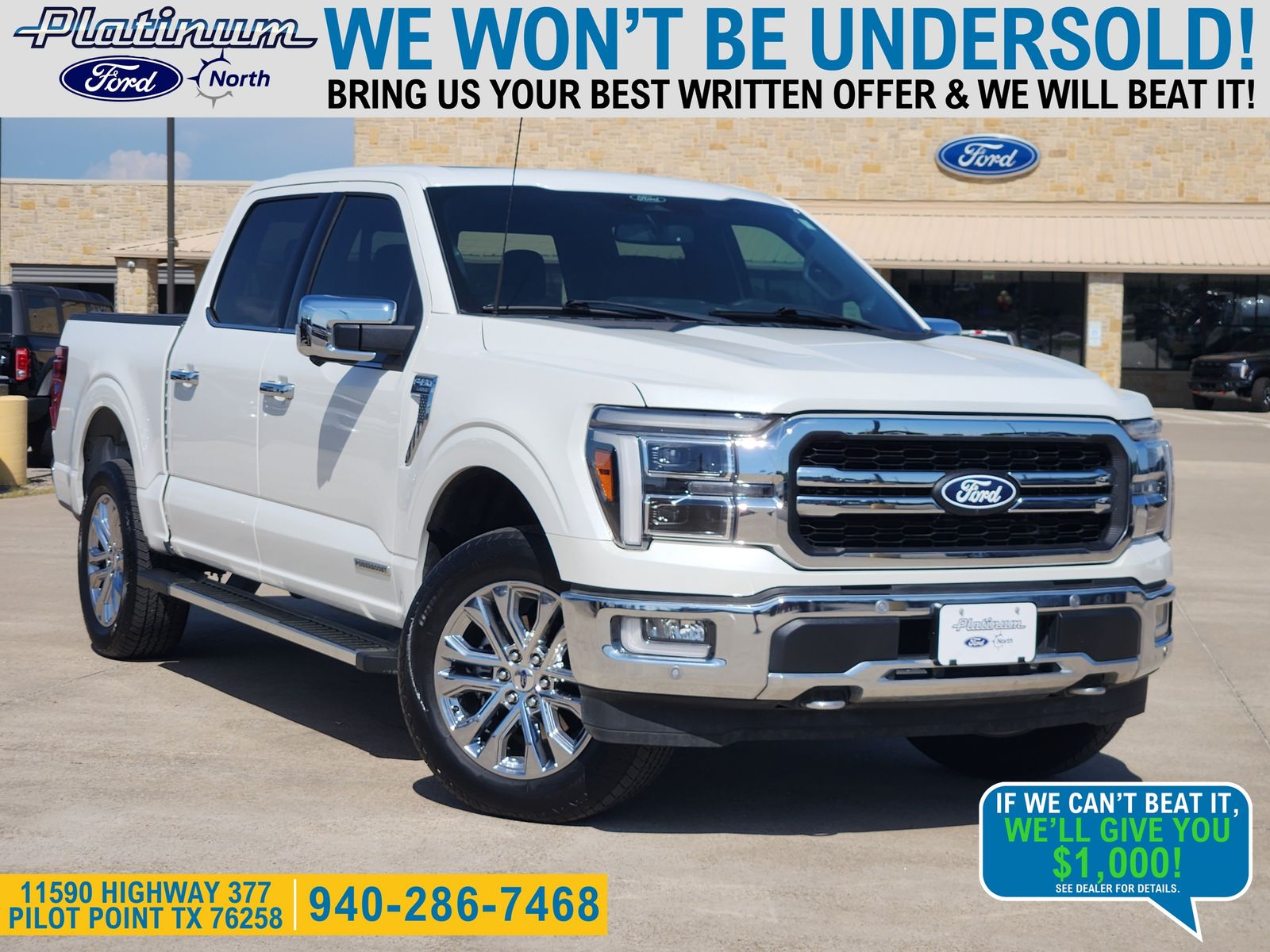 White Metallic 2024 Ford F-150 Pickup Truck Four-Wheel Drive Automatic
