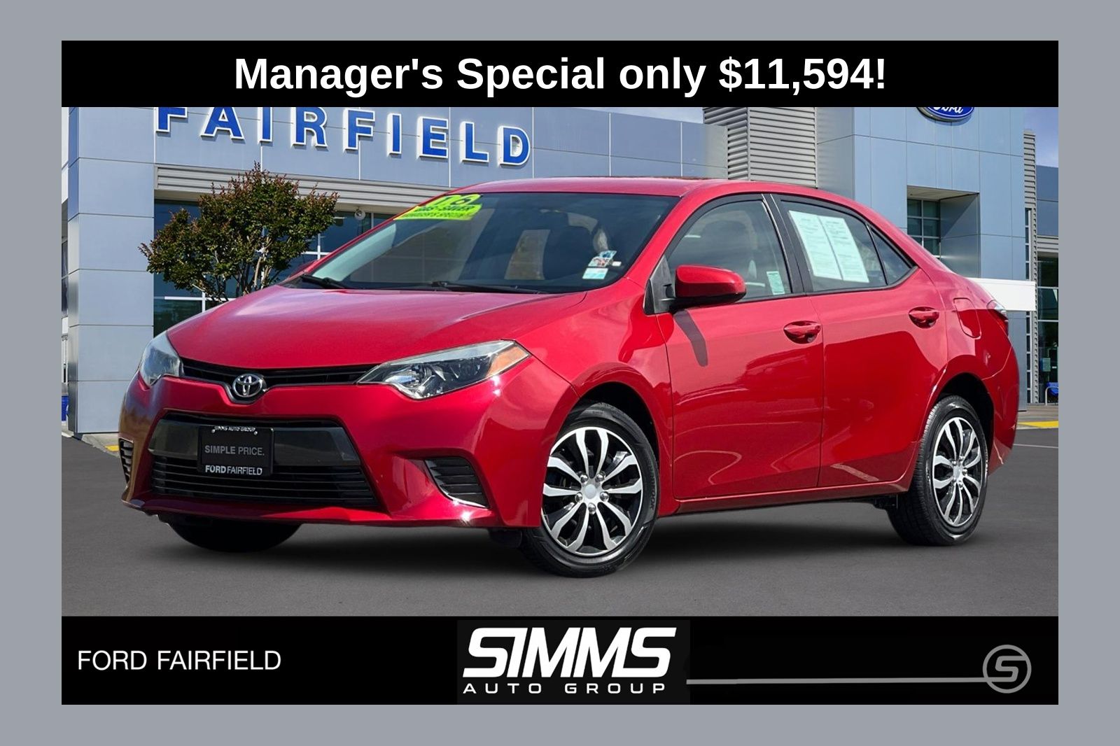 Barcelona Red Metallic 2016 Toyota Corolla LE Sedan Front-Wheel Drive Continuously Variable Transmission