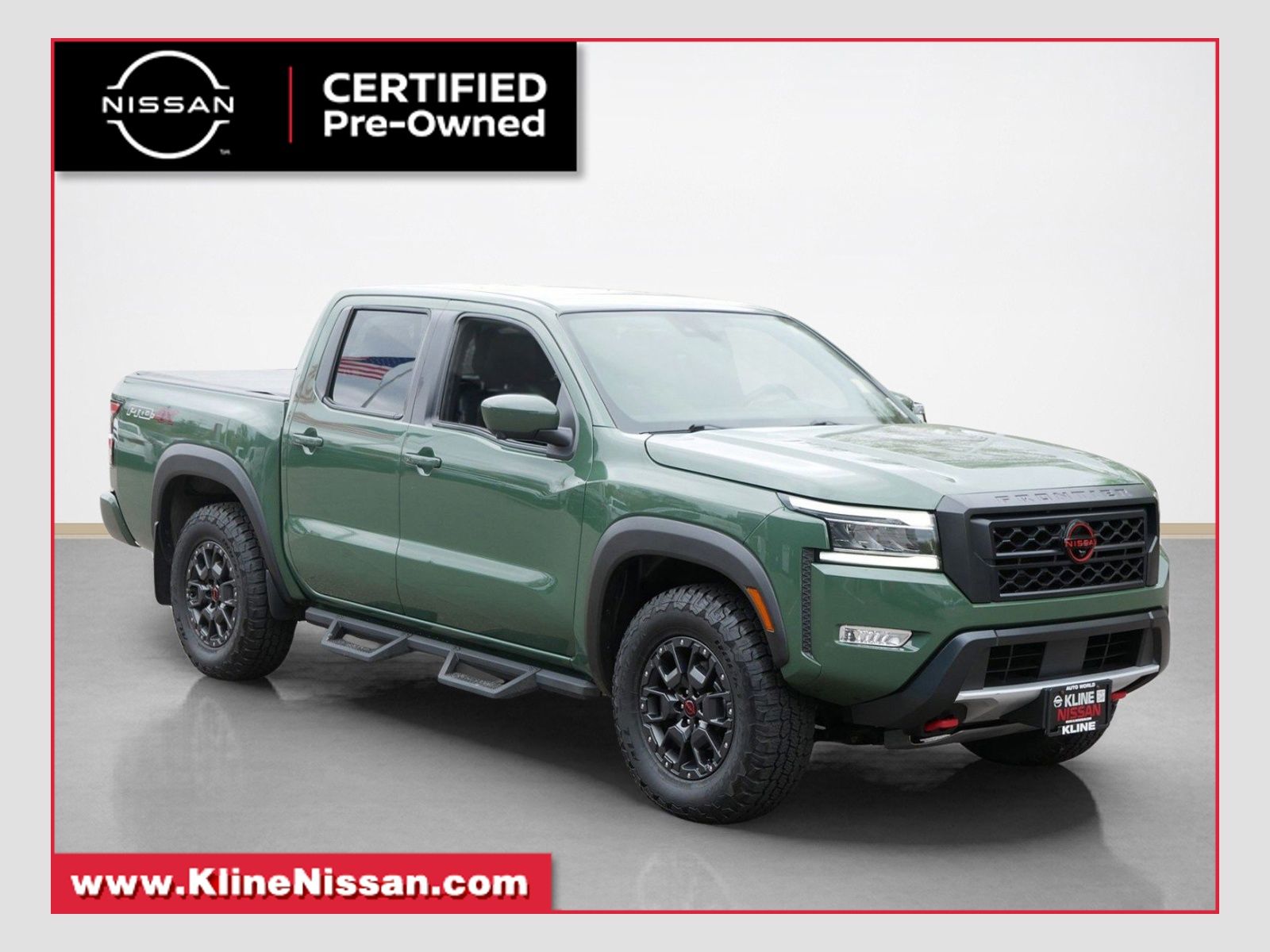 Tactical Green Metallic 2022 Nissan Frontier PRO-4X Crew Cab 4WD Pickup Truck Four-Wheel Drive 9-Speed Automatic