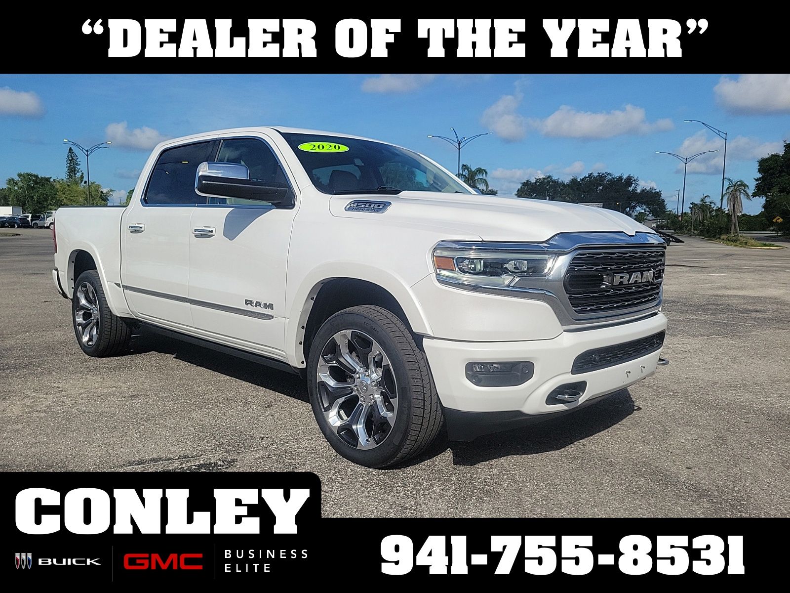 Ivory White 2020 RAM 1500 Limited Crew Cab RWD Pickup Truck 4X2 8-Speed Automatic