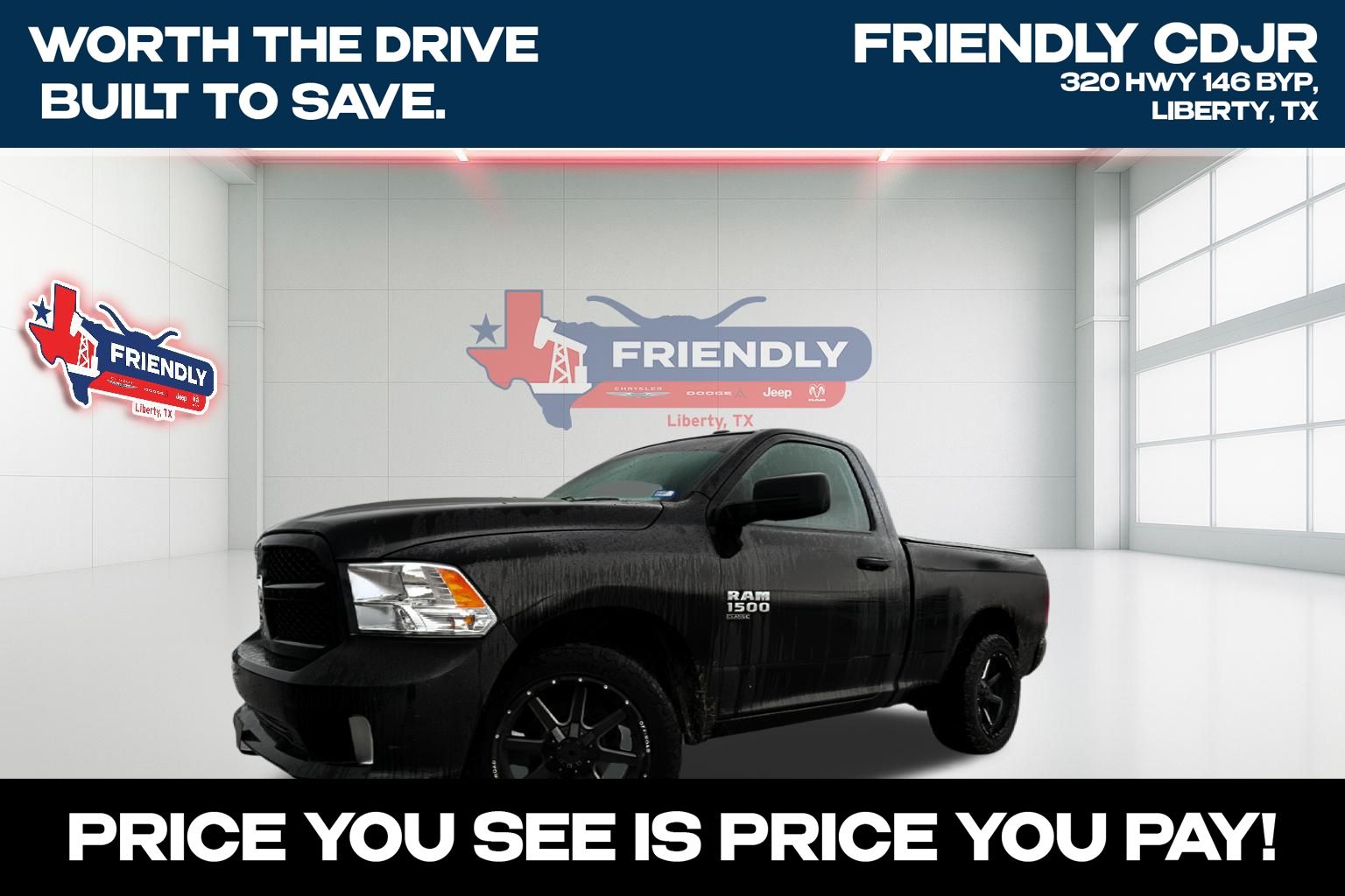 Diamond Black Crystal Pearlcoat 2019 RAM 1500 Pickup Truck 4X2 8-Speed Automatic