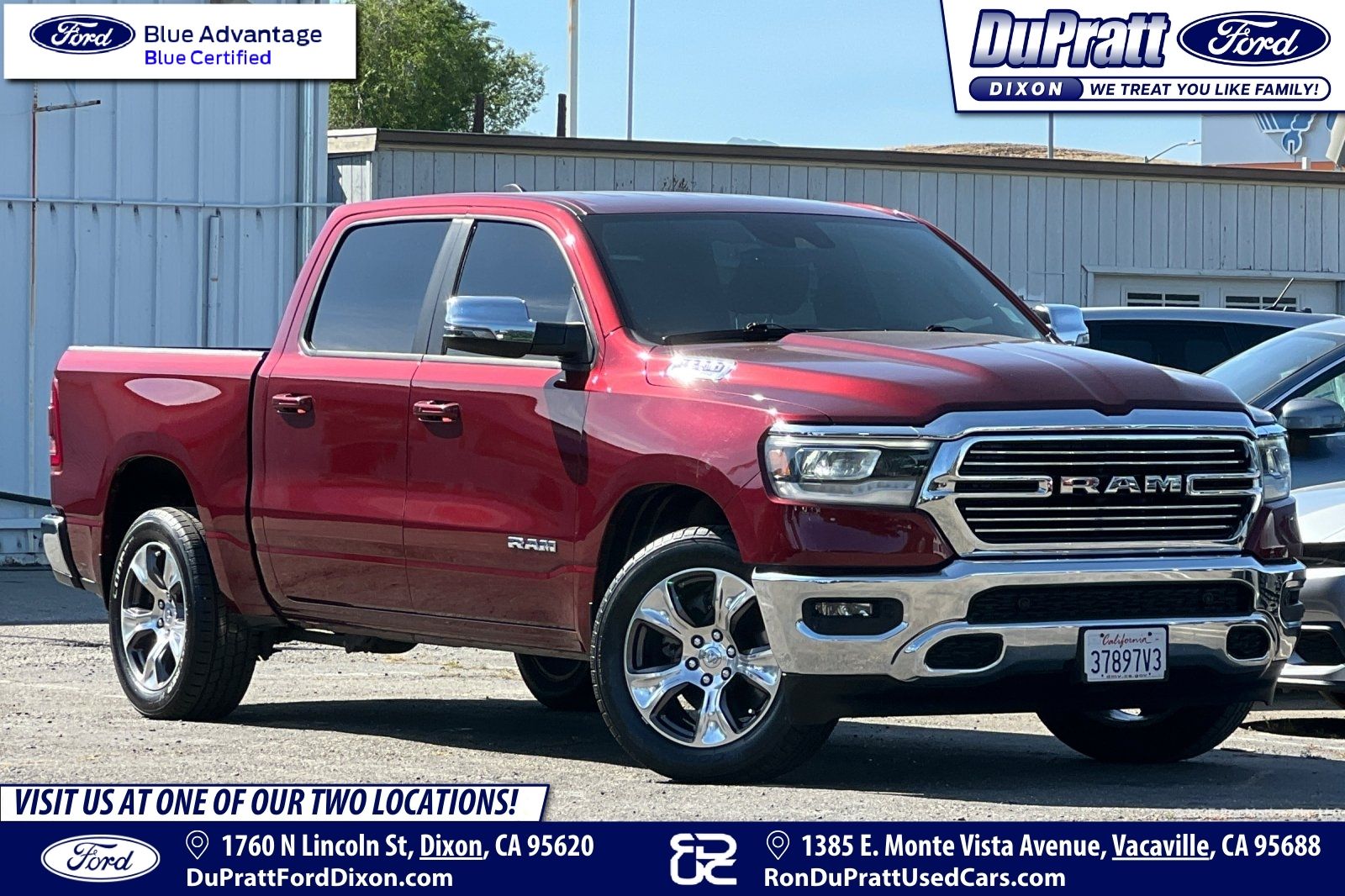 Delmonico Red Pearlcoat 2023 RAM 1500 Laramie Crew Cab RWD Pickup Truck 4X2 8-Speed Automatic