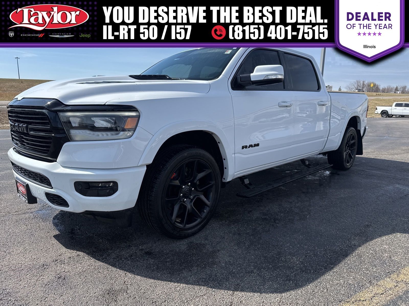 Bright White Clearcoat 2020 RAM 1500 Laramie Crew Cab 4WD Pickup Truck Four-Wheel Drive 8-Speed Automatic