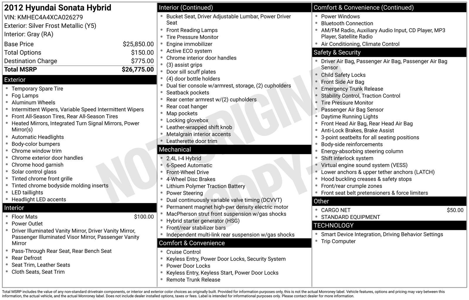 Used Car 2012 Hyundai Sonata Hybrid  Base For Sale Under $10,000 In Austin, Texas
