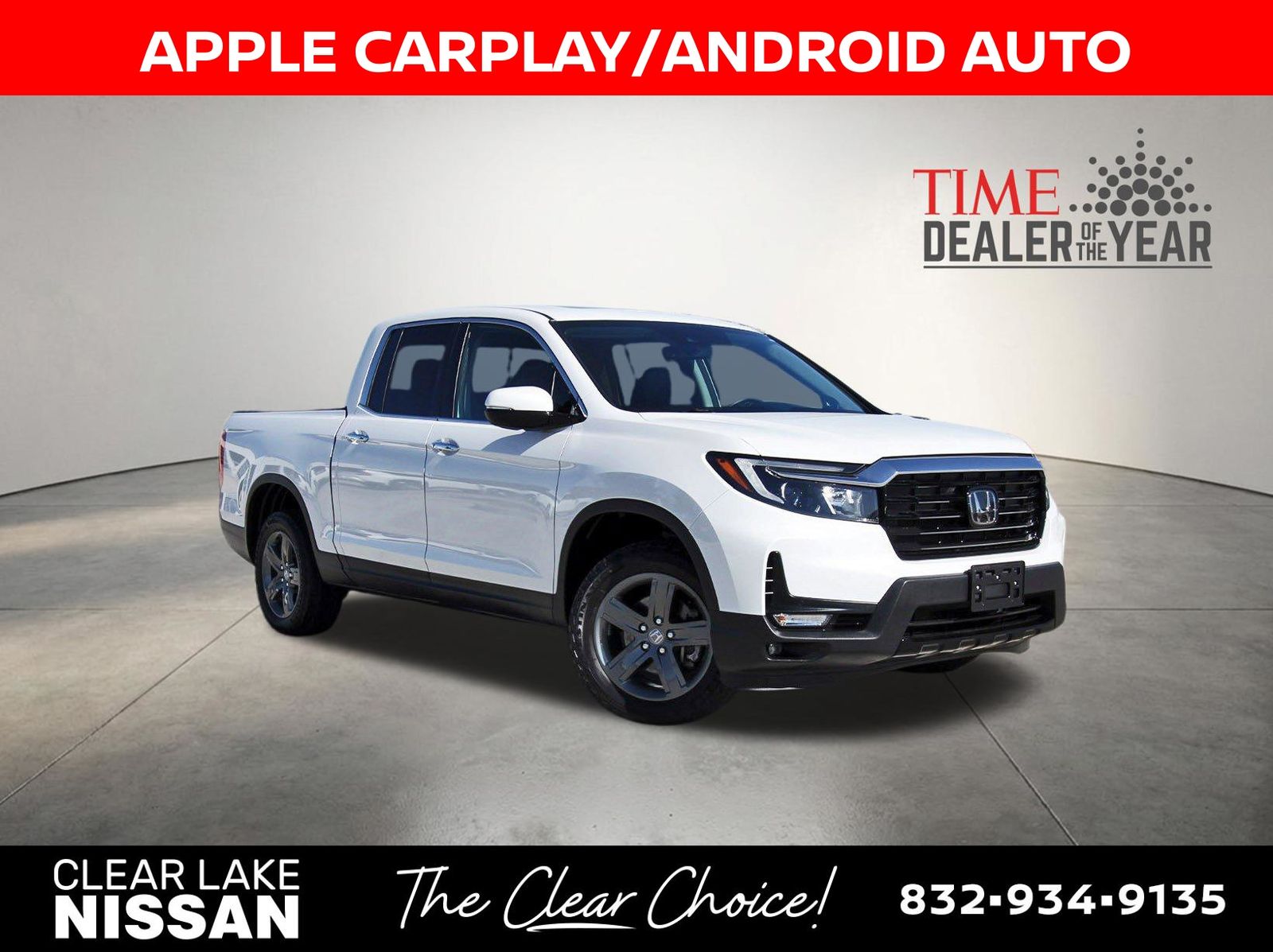 Platinum White Pearl 2023 Honda Ridgeline RTL-E AWD Pickup Truck All-Wheel Drive 9-Speed Automatic