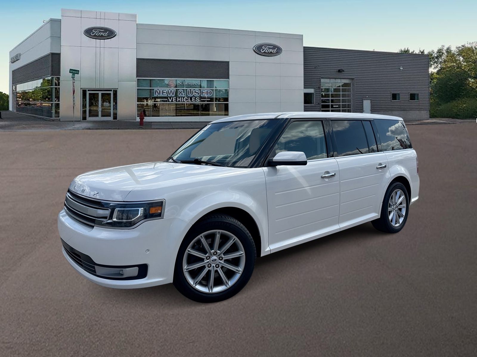 White Platinum Metallic Tri-Coat 2019 Ford Flex Limited AWD SUV / Crossover All-Wheel Drive 6-Speed Automatic