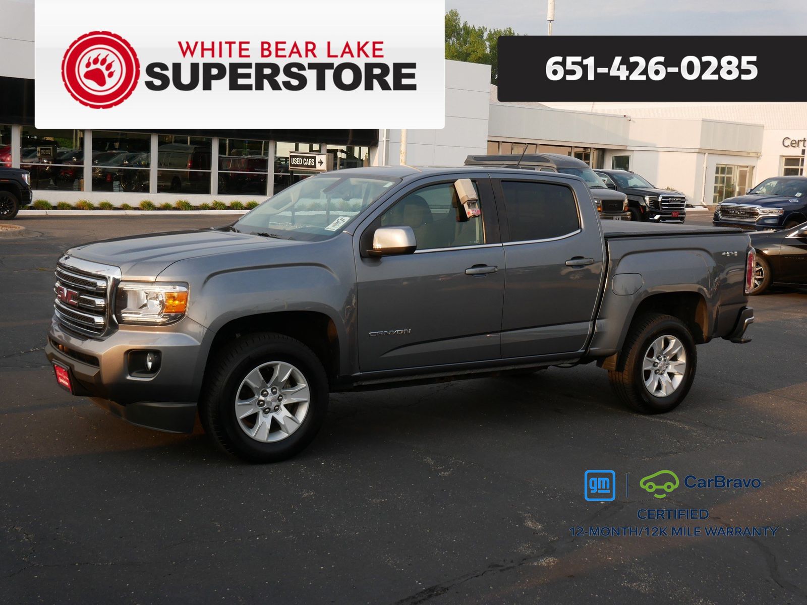 Gray (Steel Metallic) 2018 GMC Canyon Pickup Truck Four-Wheel Drive 8-Speed Automatic