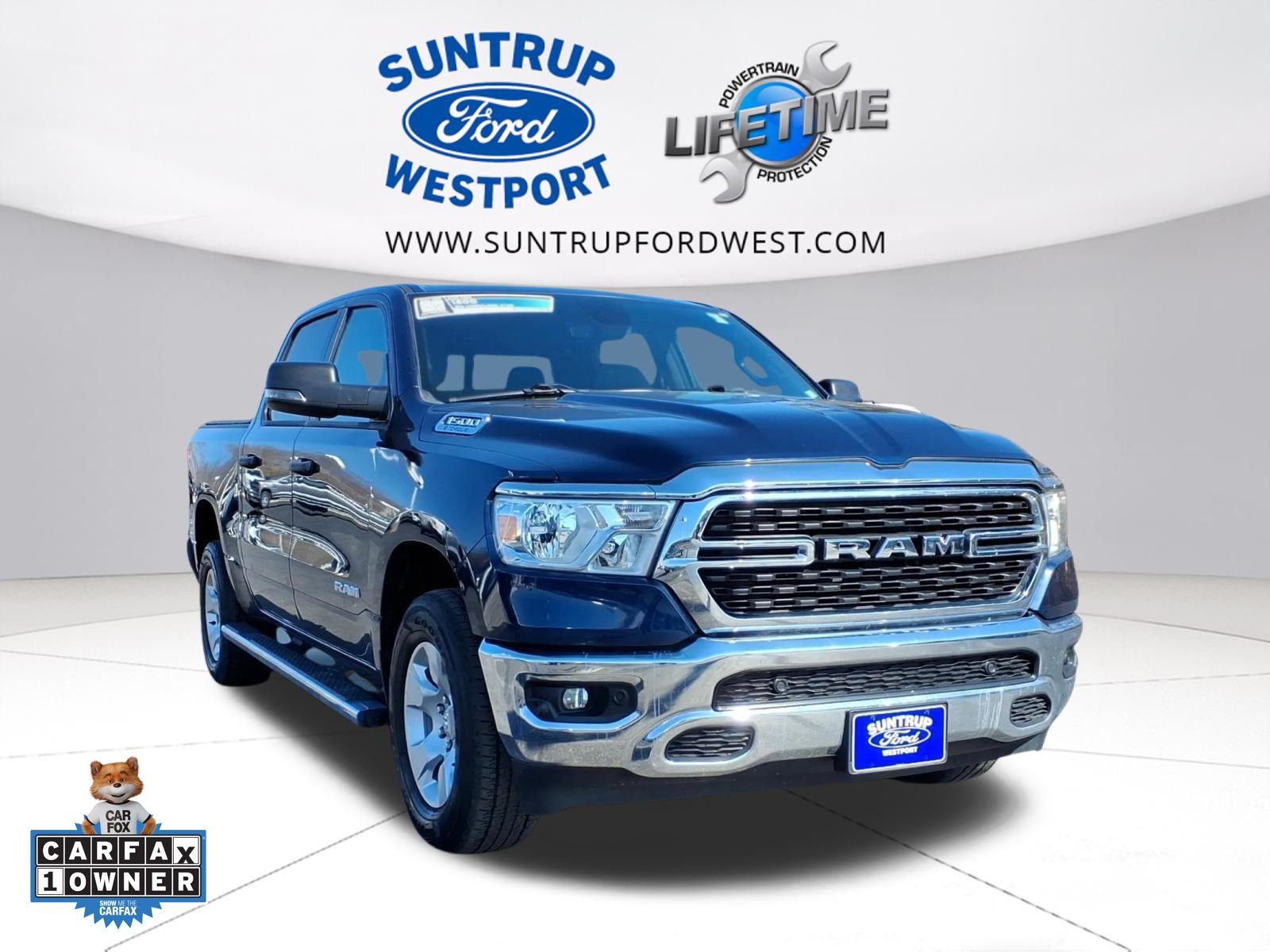 Patriot Blue Pearlcoat 2023 RAM 1500 Big Horn Crew Cab 4WD Pickup Truck Four-Wheel Drive 8-Speed Automatic