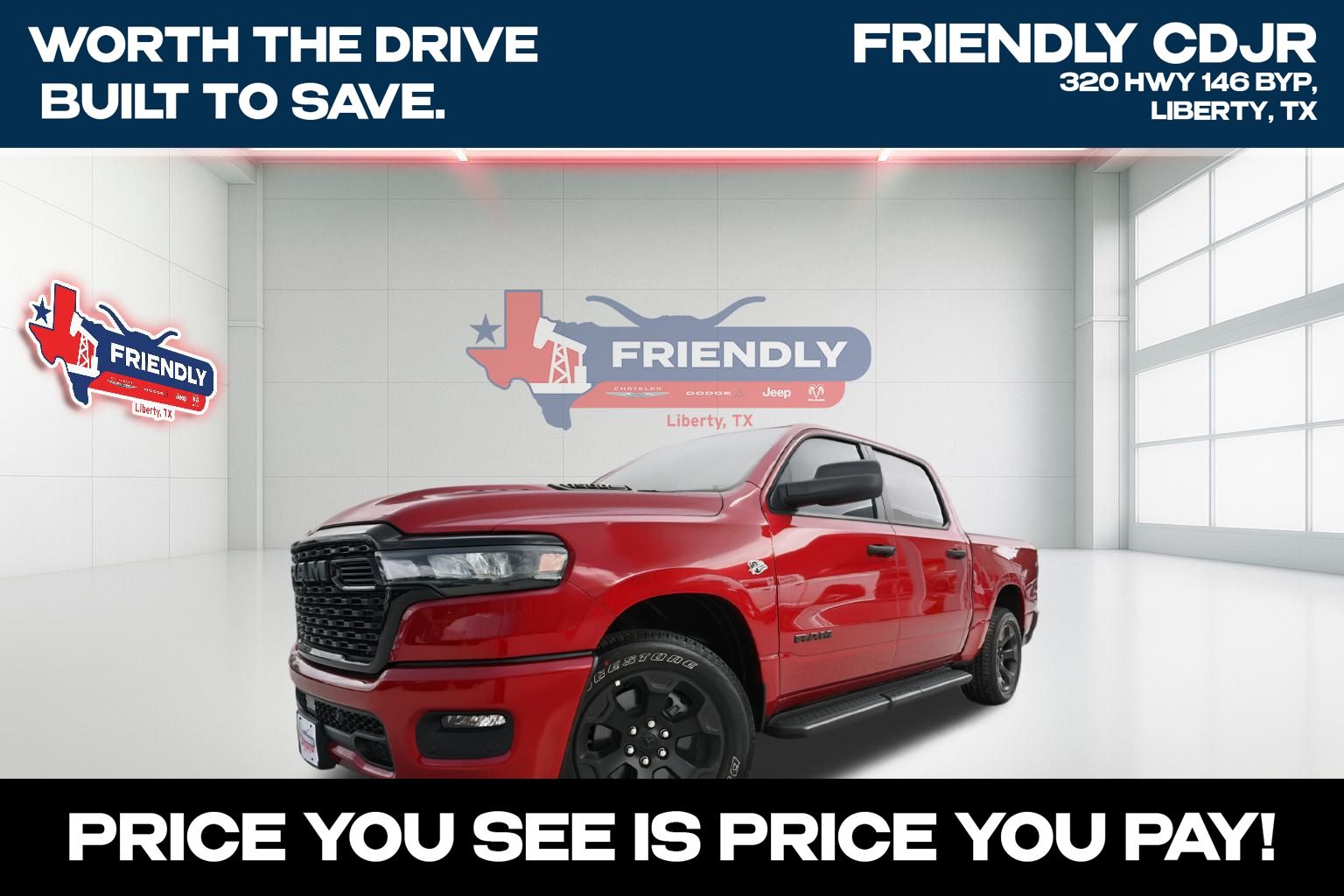 Molten Red Pearlcoat 2026 RAM 1500 Pickup Truck Four-Wheel Drive 8-Speed Automatic