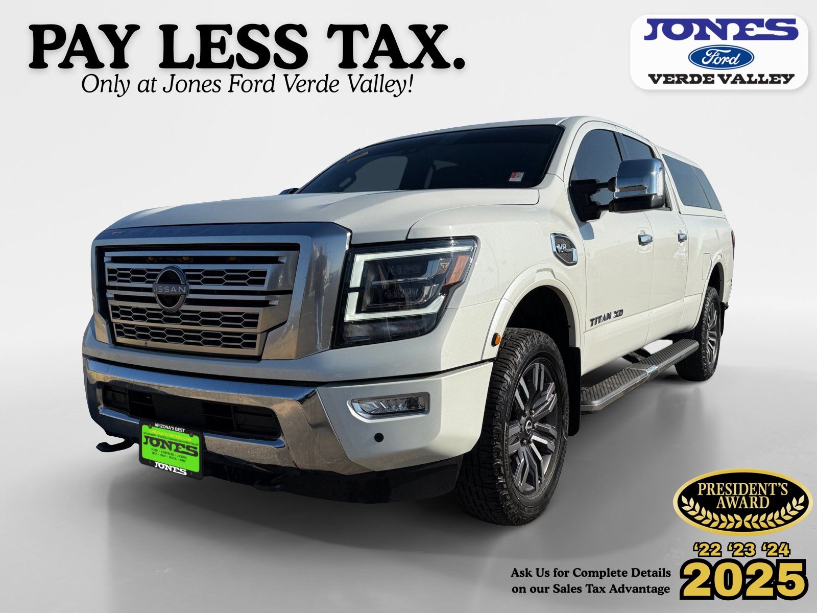 Pearl White 2023 Nissan Titan Pickup Truck Four-Wheel Drive 9-Speed Automatic